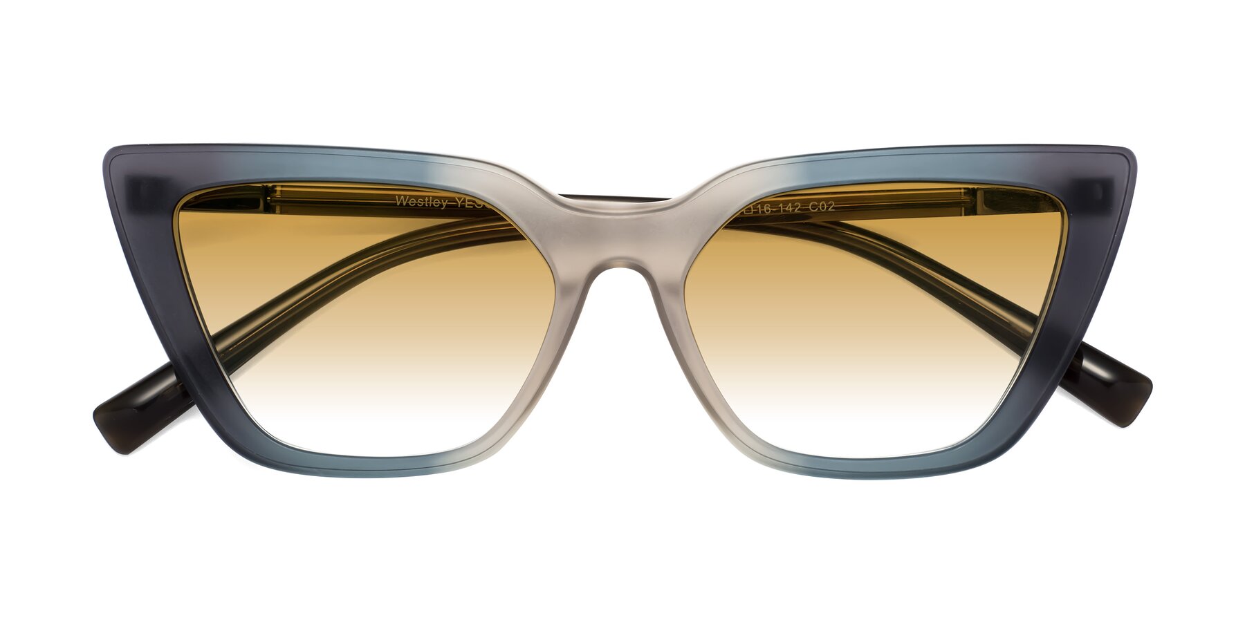Folded Front of Westley in Gradient Grey with Champagne Gradient Lenses