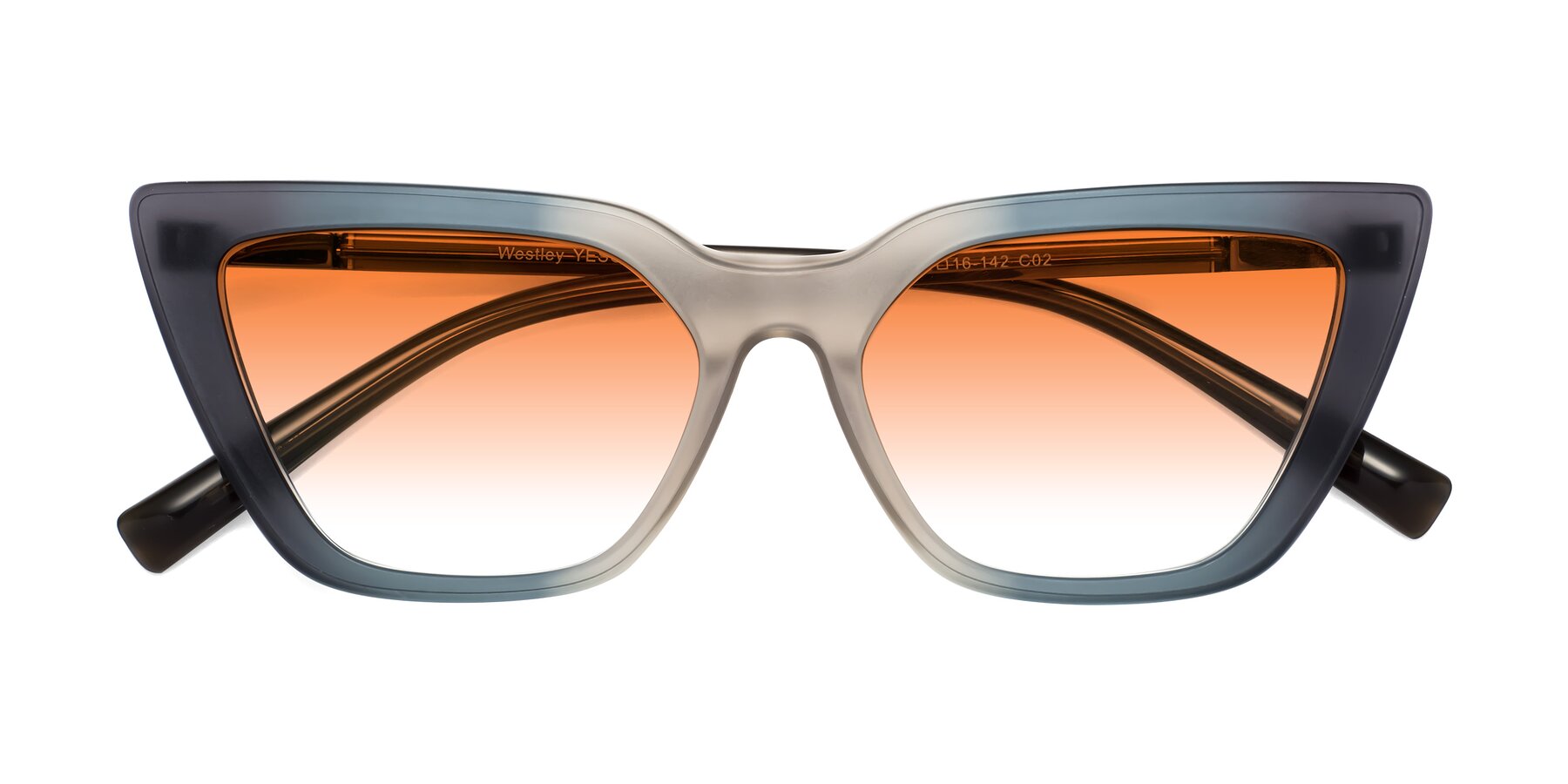 Folded Front of Westley in Gradient Grey with Orange Gradient Lenses