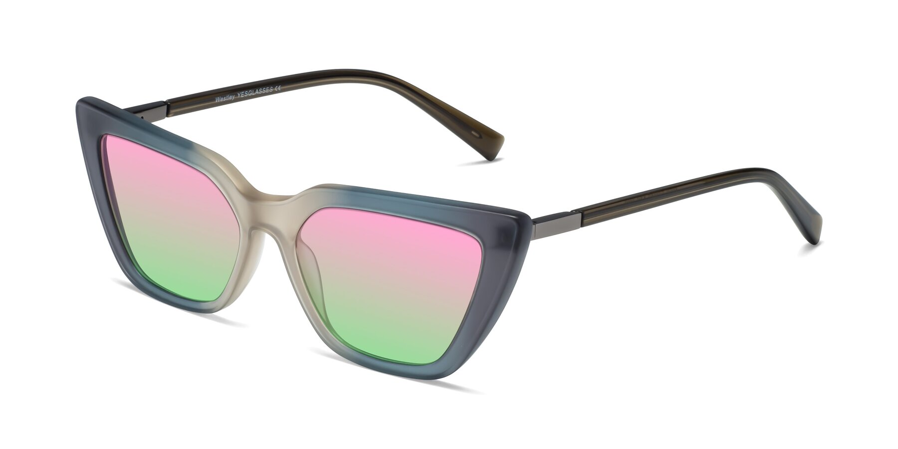 Angle of Westley in Gradient Grey with Pink / Green Gradient Lenses