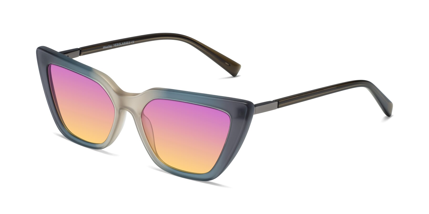 Angle of Westley in Gradient Grey with Purple / Yellow Gradient Lenses