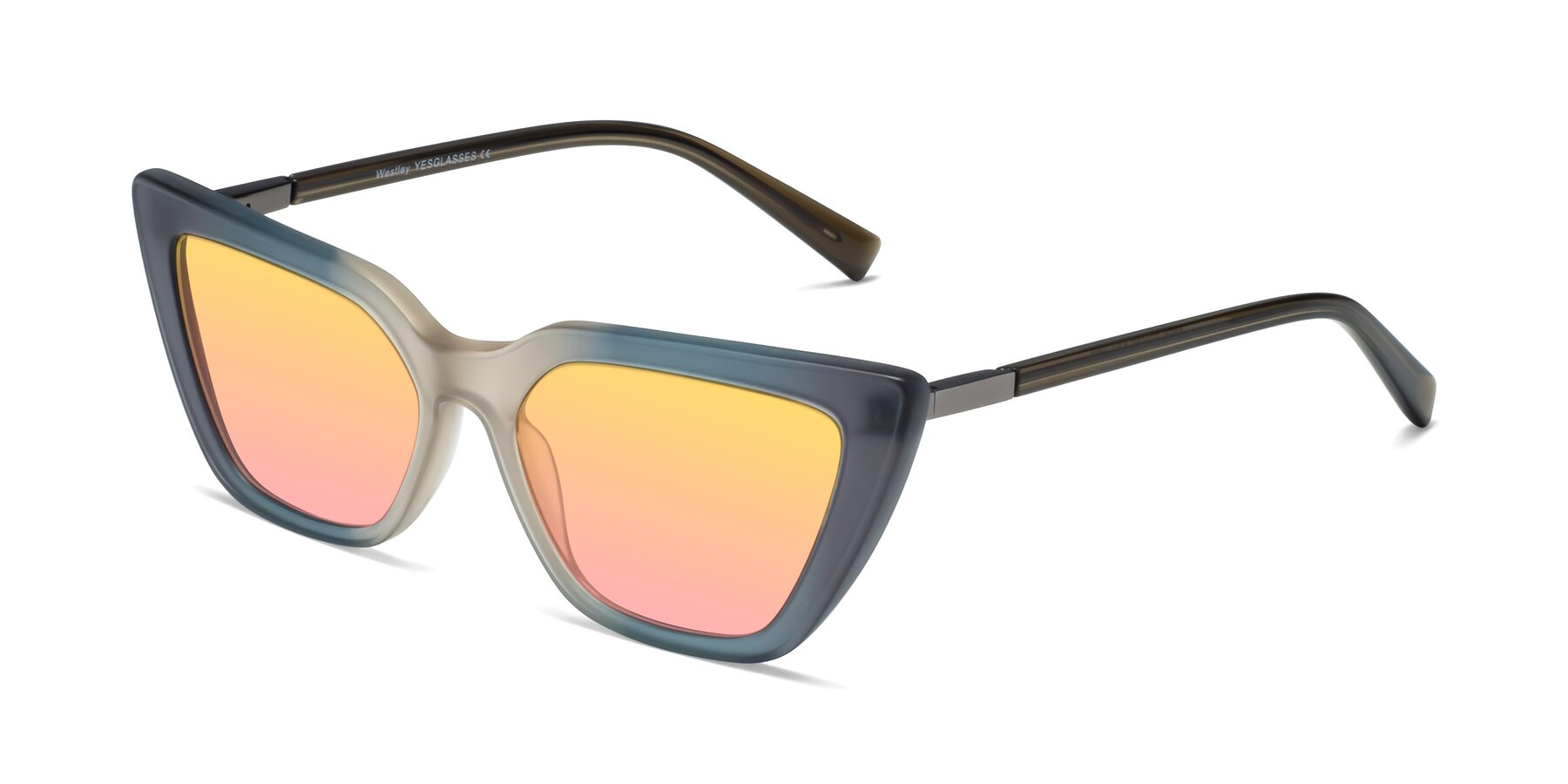 Angle of Westley in Gradient Grey with Yellow / Pink Gradient Lenses