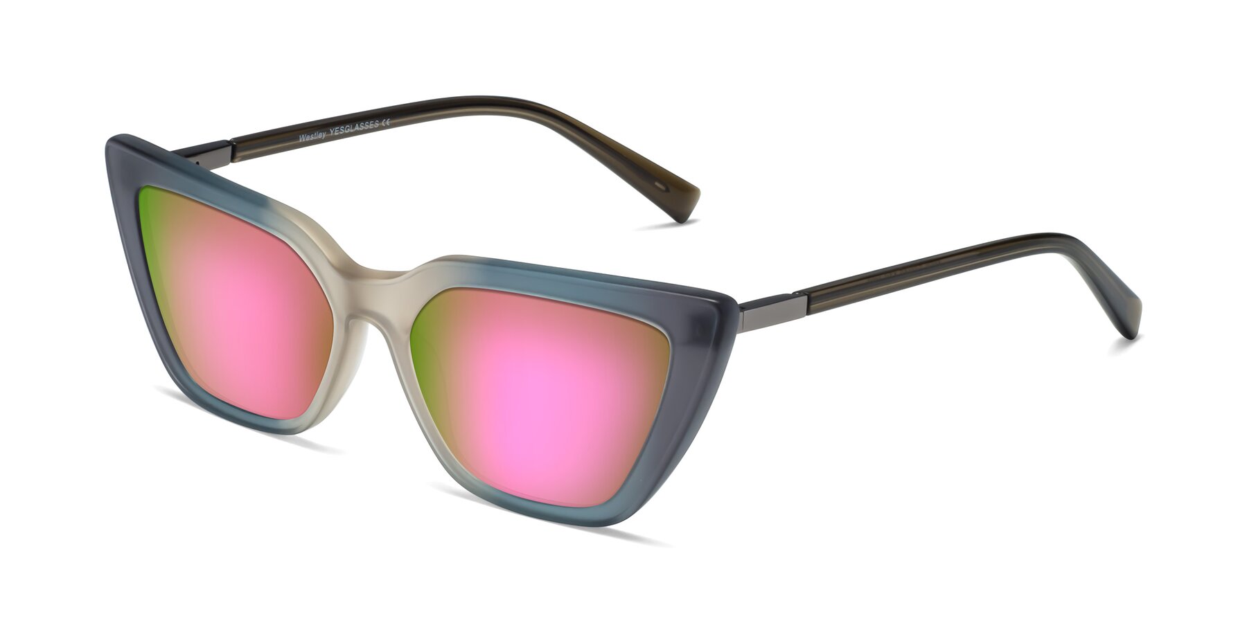Angle of Westley in Gradient Grey with Pink Mirrored Lenses