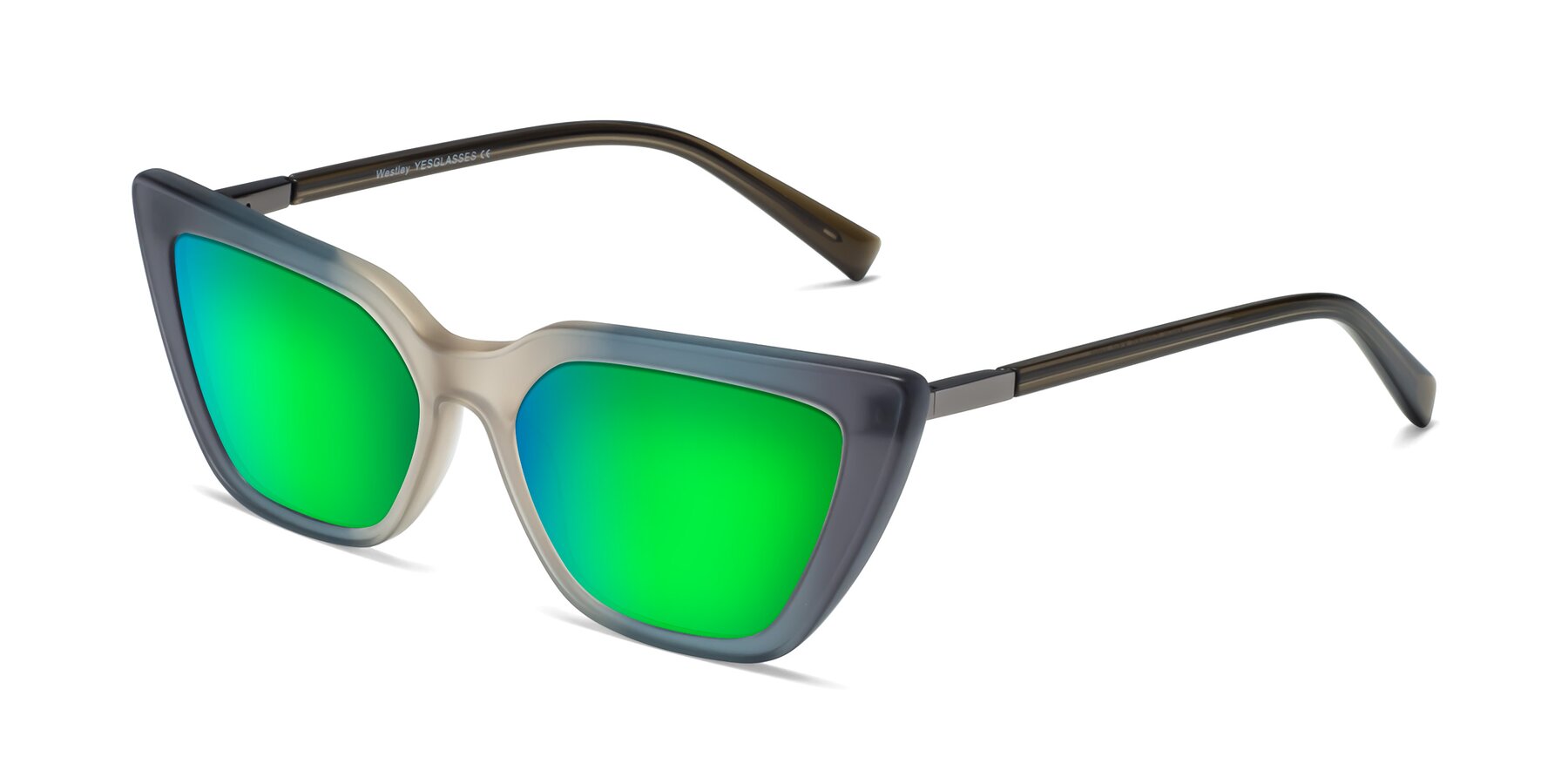 Angle of Westley in Gradient Grey with Green Mirrored Lenses