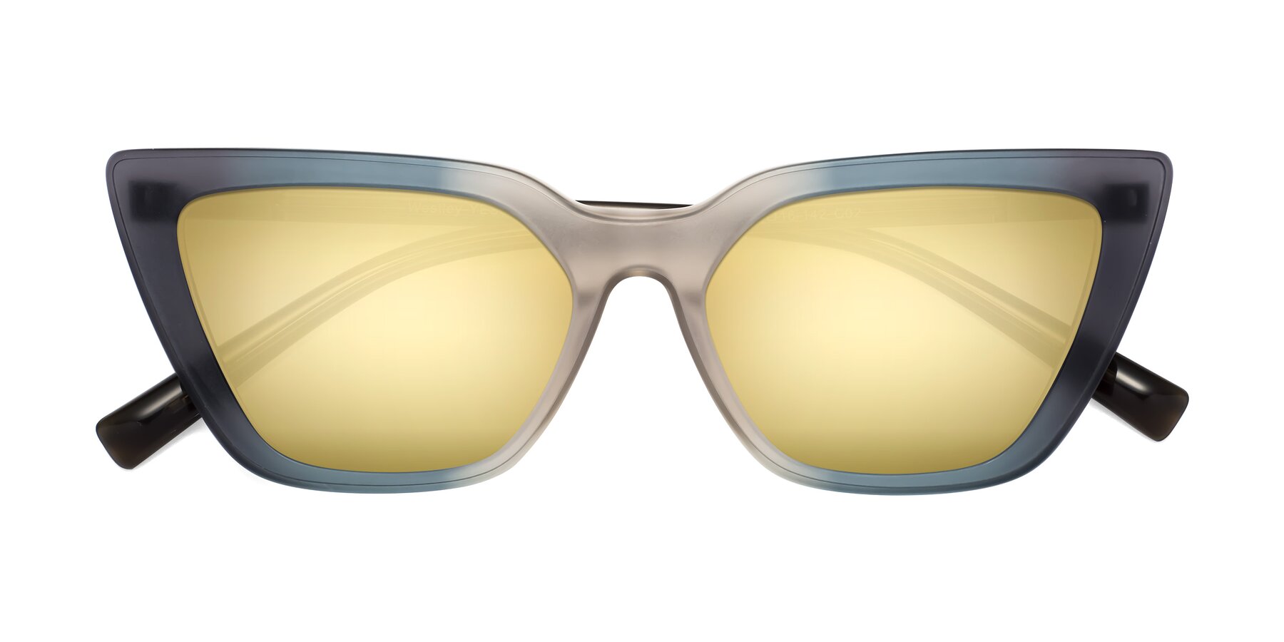 Folded Front of Westley in Gradient Grey with Gold Mirrored Lenses