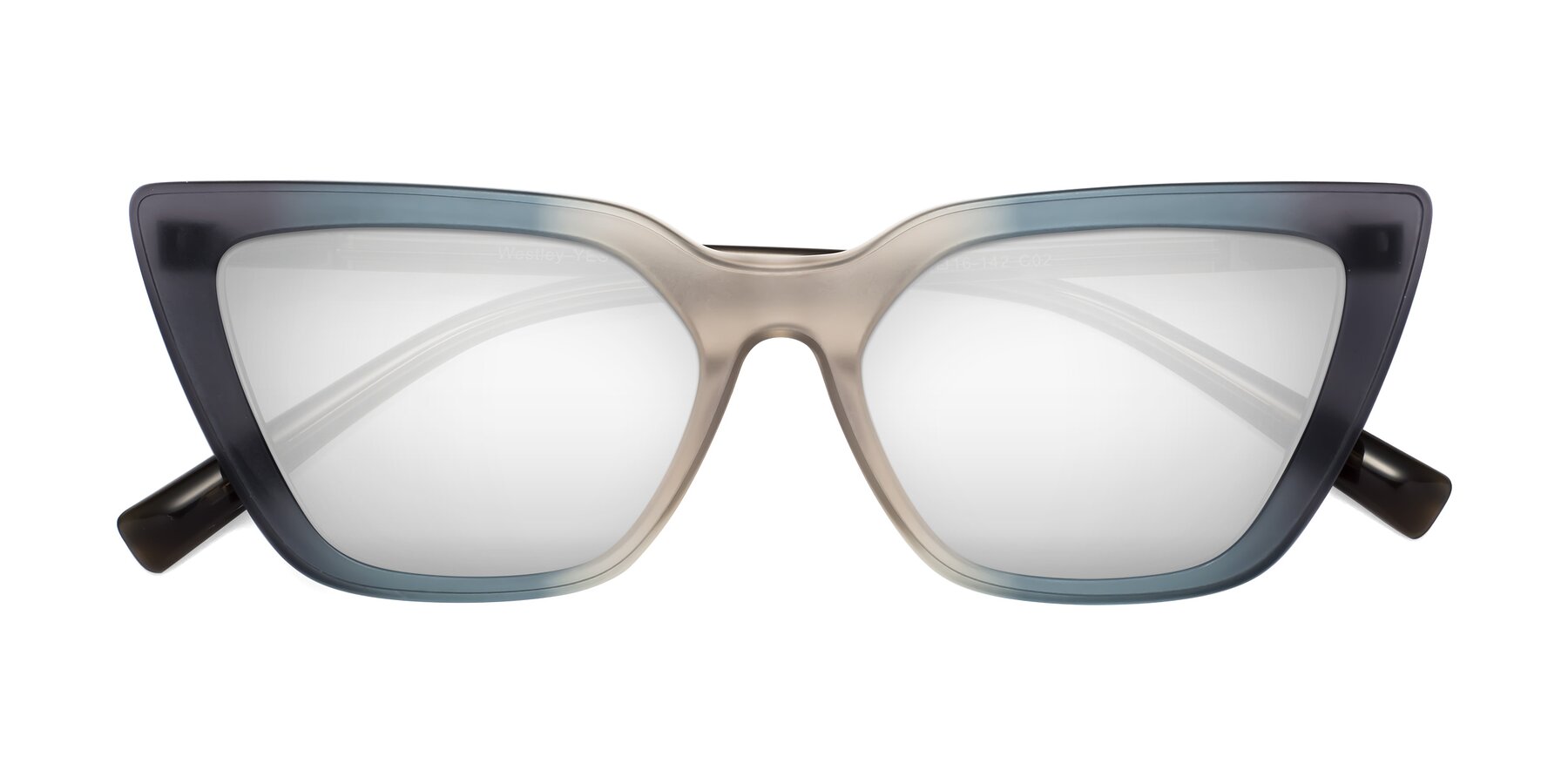 Folded Front of Westley in Gradient Grey with Silver Mirrored Lenses