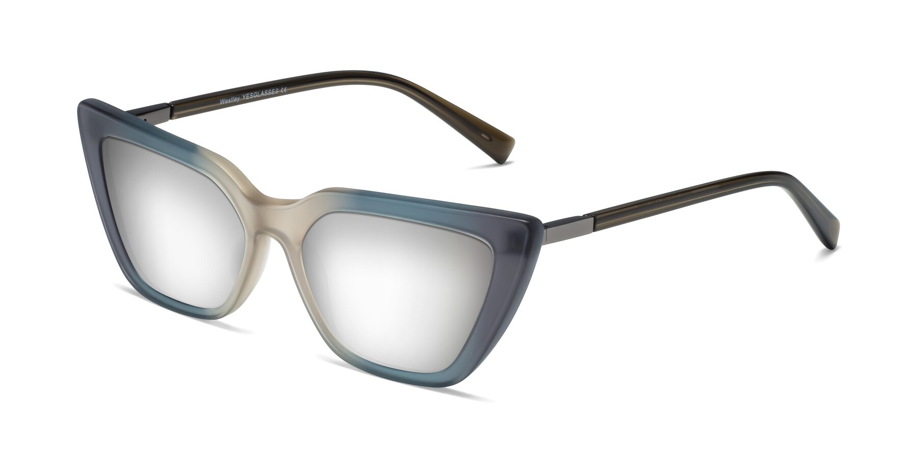 Angle of Westley in Gradient Grey with Silver Mirrored Lenses