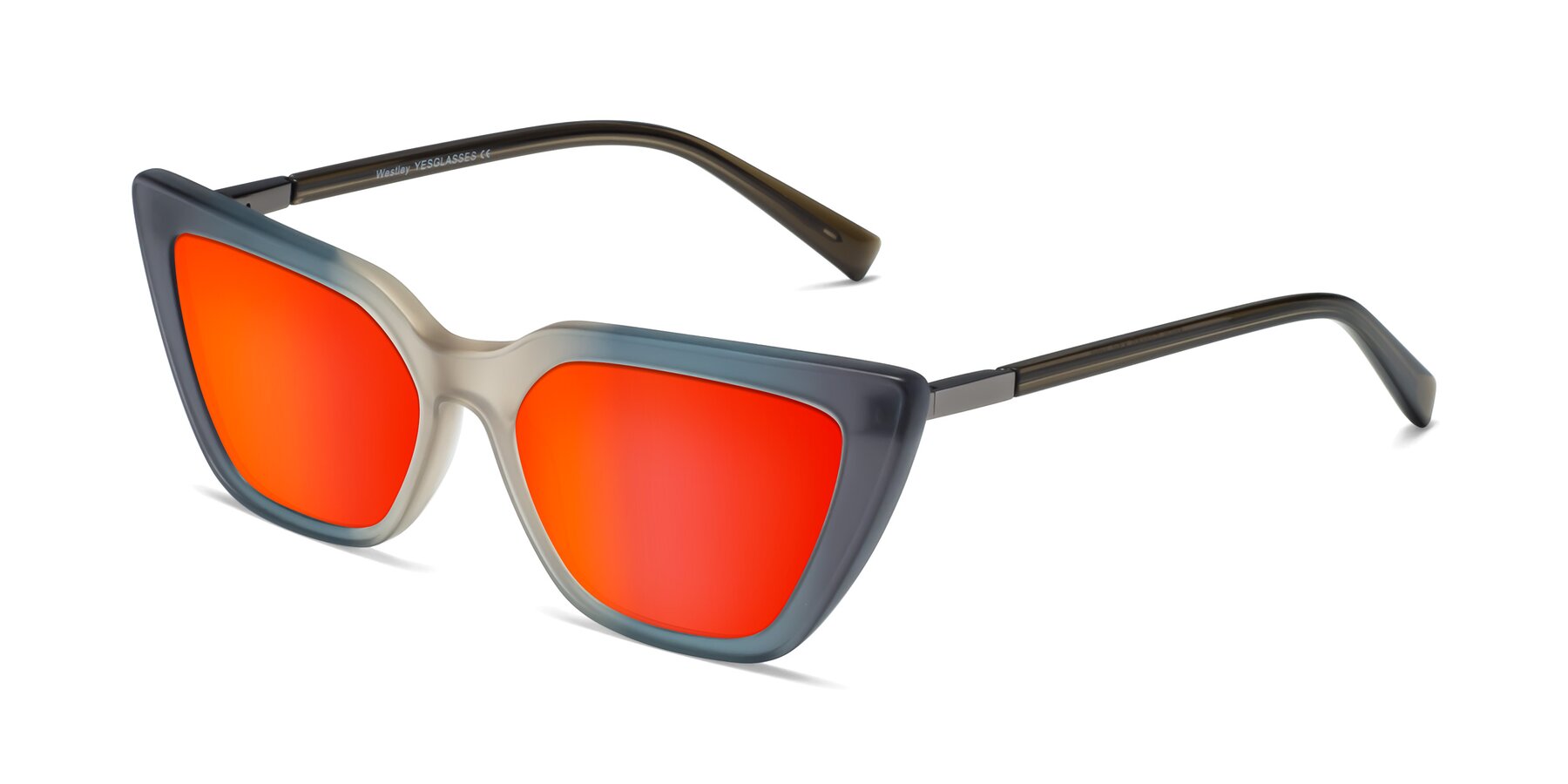 Angle of Westley in Gradient Grey with Red Gold Mirrored Lenses