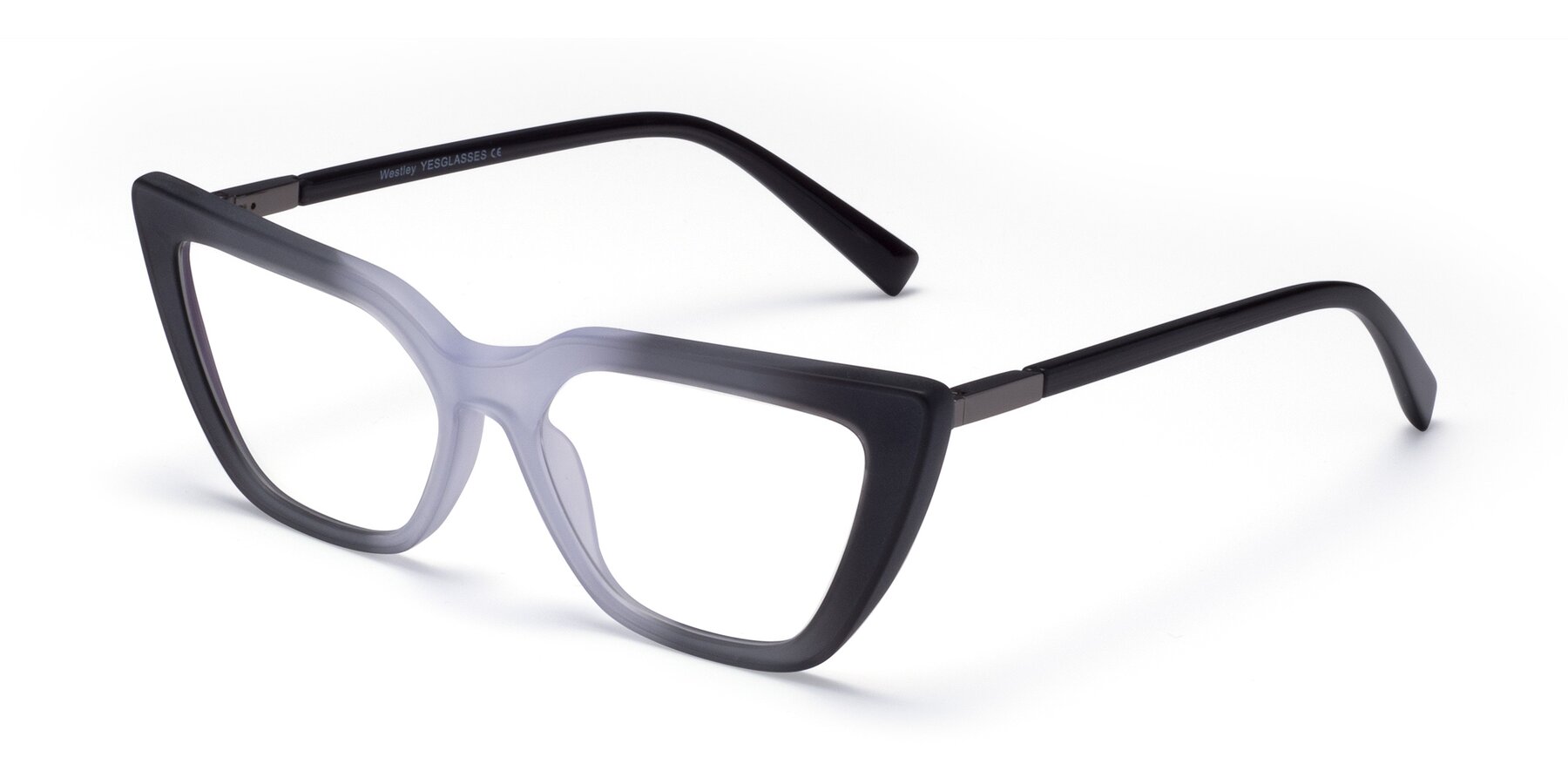 Angle of Westley in Gradient Black with Clear Reading Eyeglass Lenses