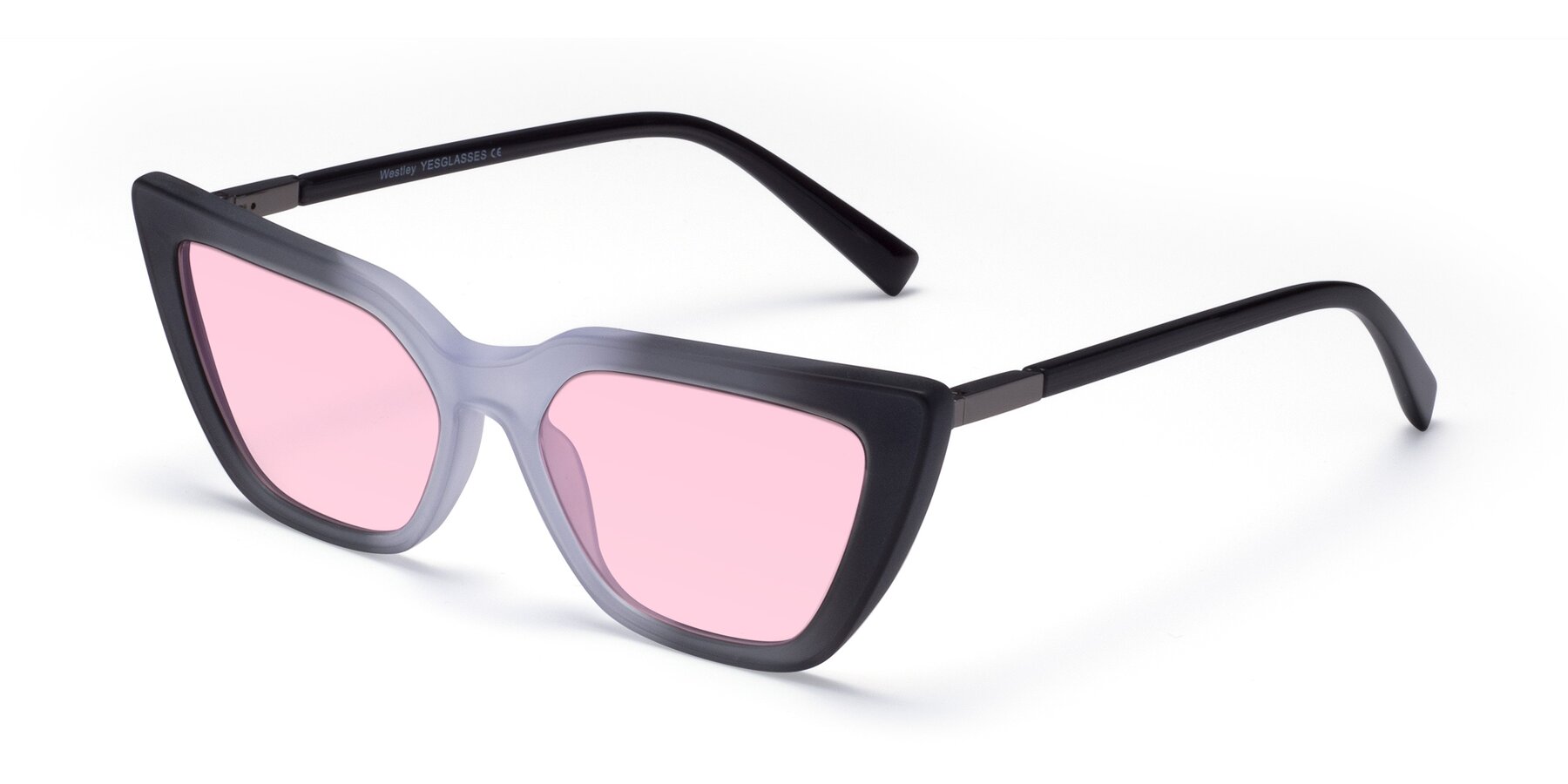 Angle of Westley in Gradient Black with Light Pink Tinted Lenses