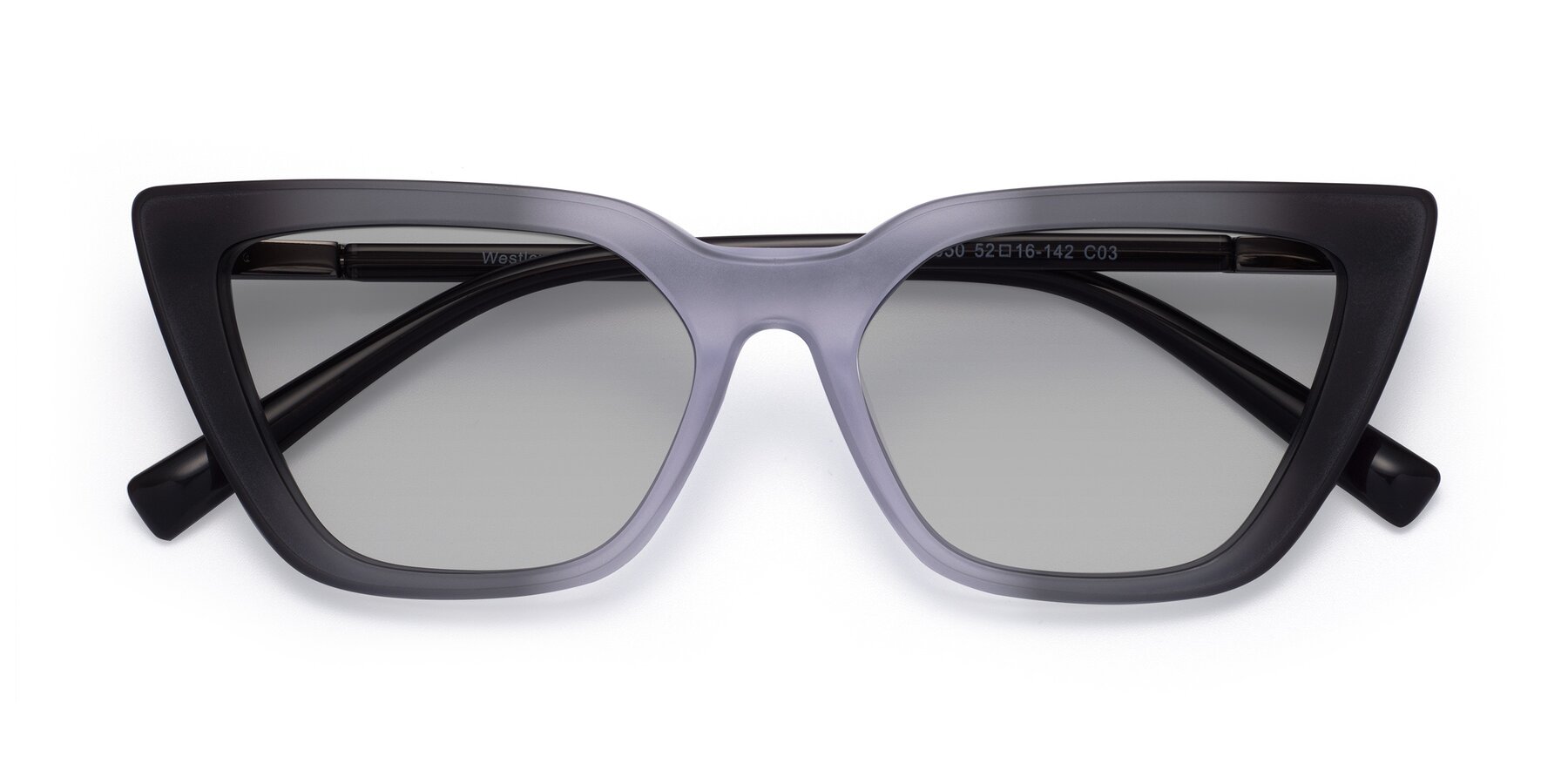 Folded Front of Westley in Gradient Black with Light Gray Tinted Lenses