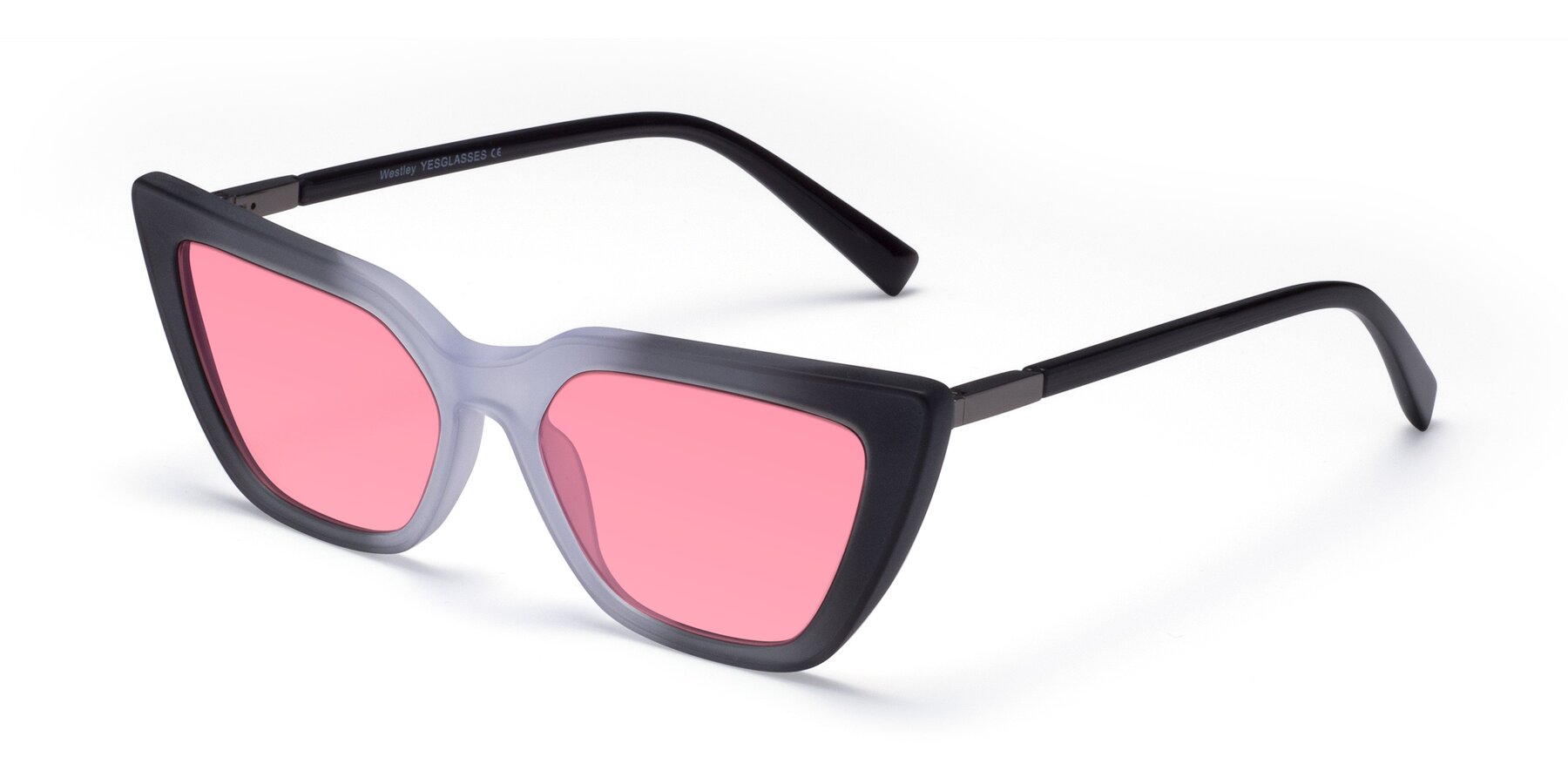 Angle of Westley in Gradient Black with Pink Tinted Lenses