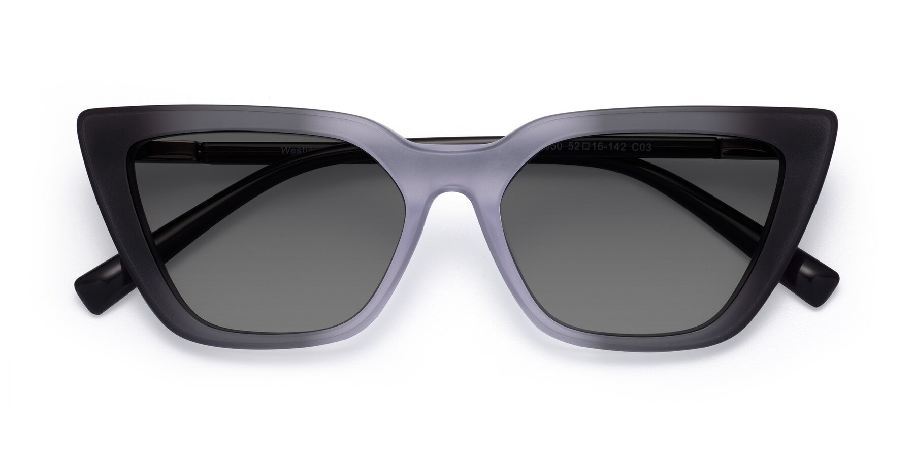 Folded Front of Westley in Gradient Black with Medium Gray Tinted Lenses