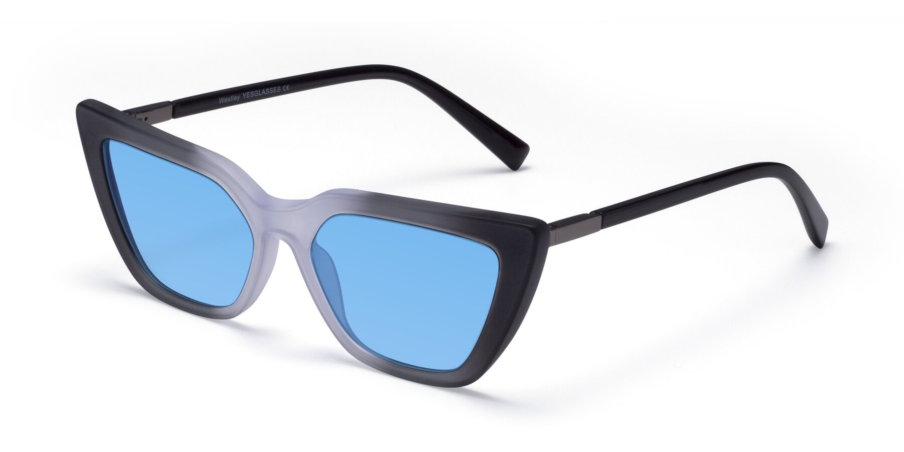 Angle of Westley in Gradient Black with Medium Blue Tinted Lenses