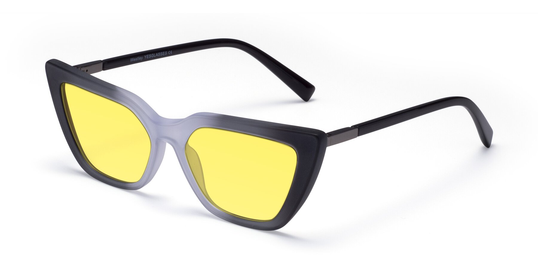 Angle of Westley in Gradient Black with Medium Yellow Tinted Lenses