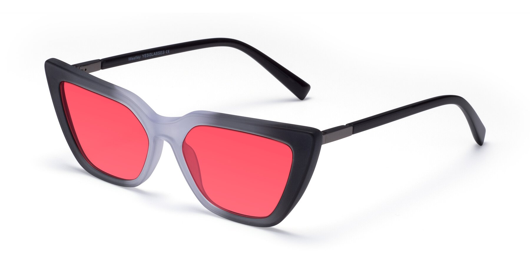 Angle of Westley in Gradient Black with Red Tinted Lenses