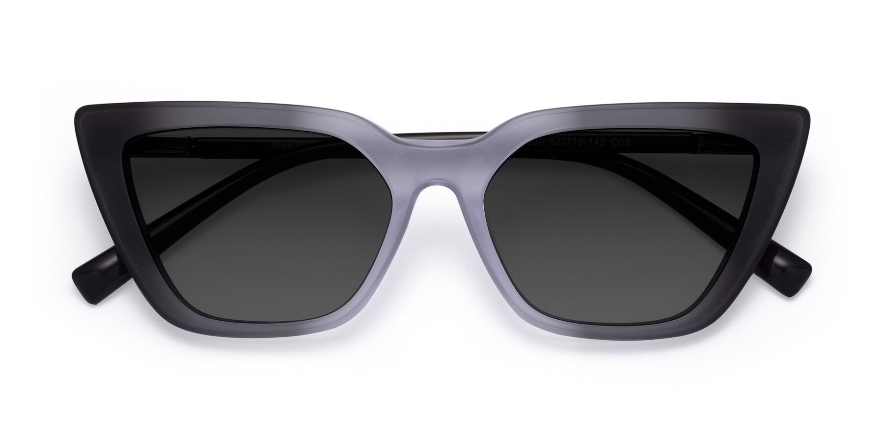 Folded Front of Westley in Gradient Black with Gray Tinted Lenses