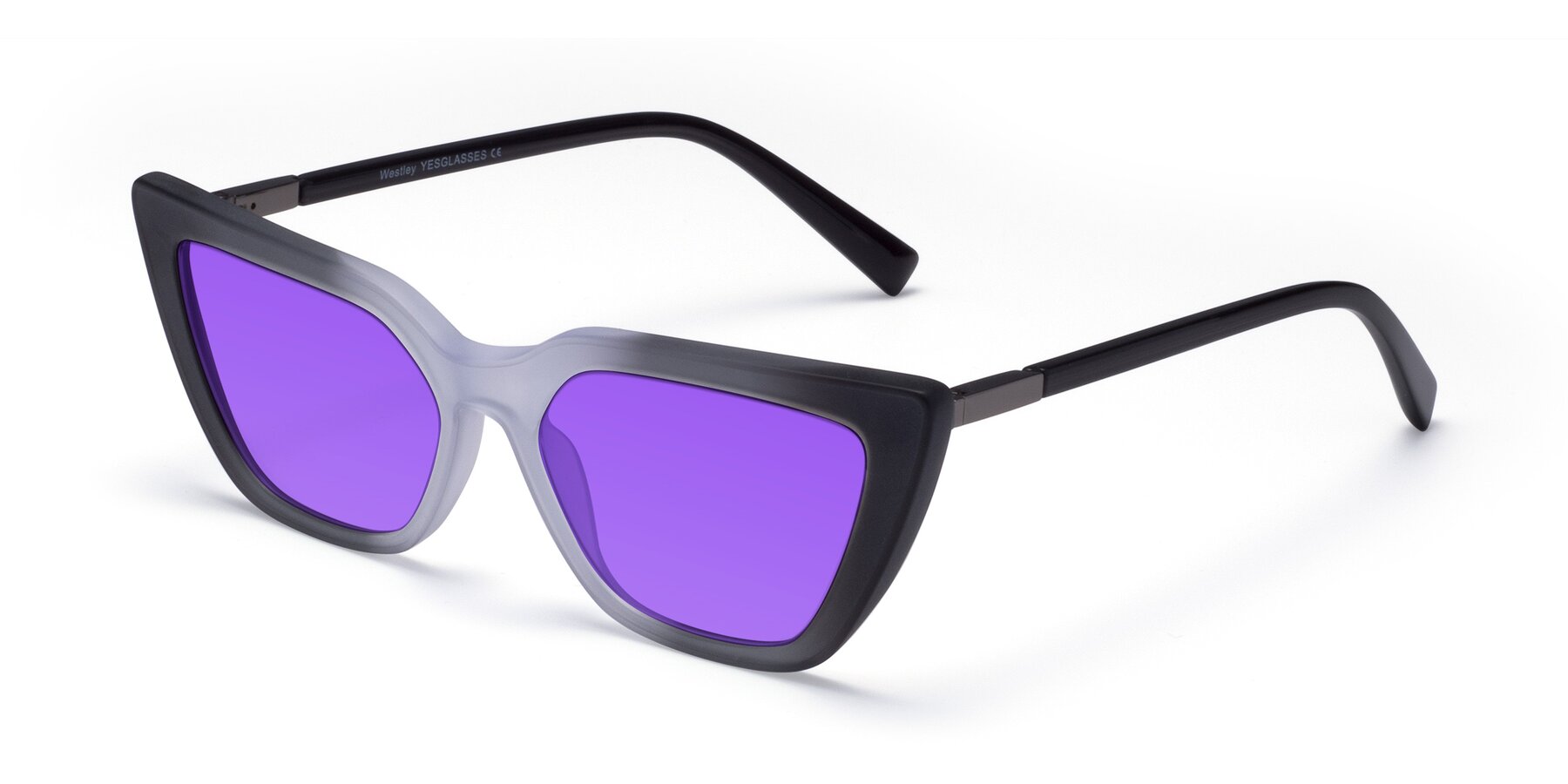Angle of Westley in Gradient Black with Purple Tinted Lenses