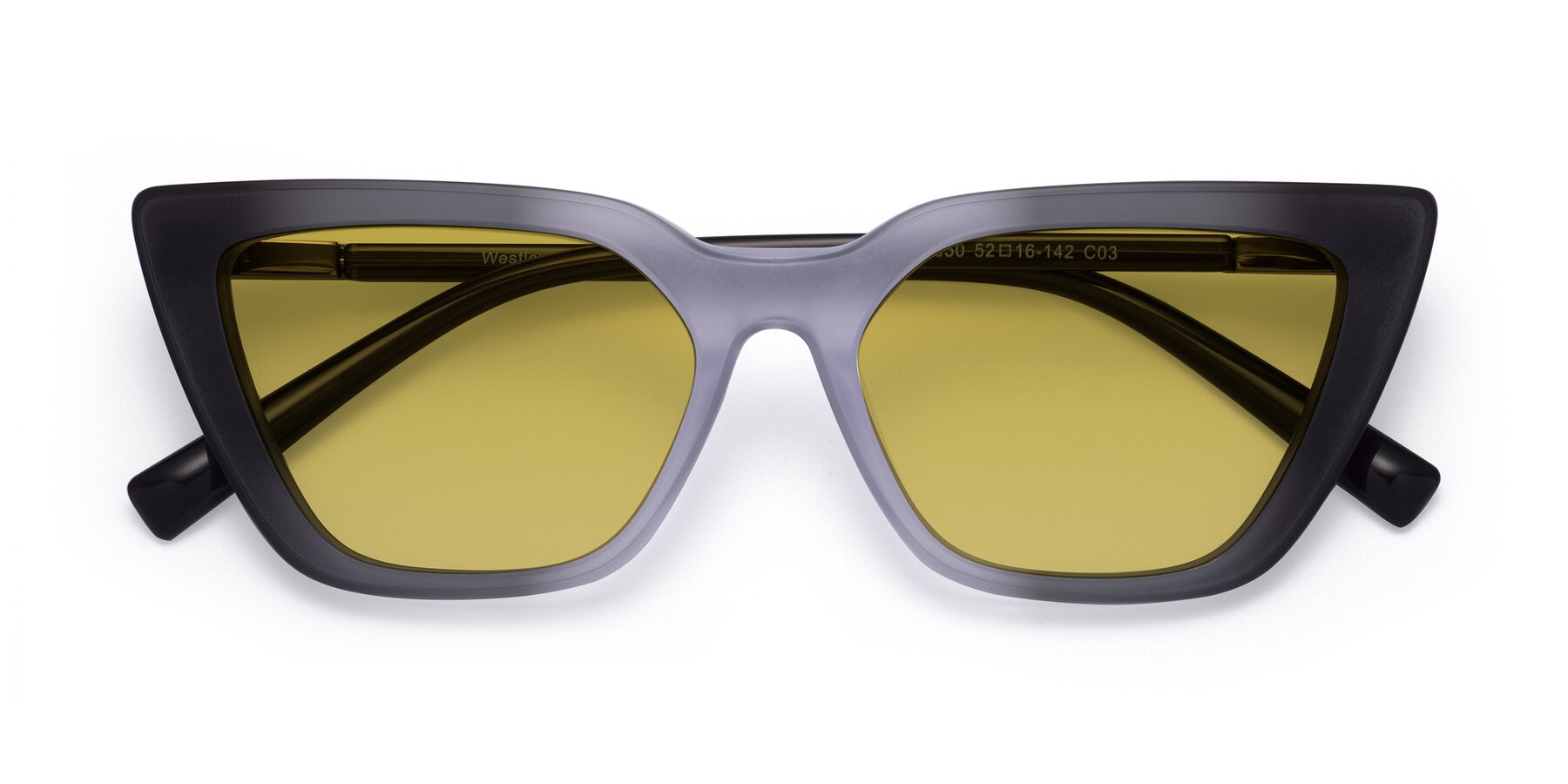 Folded Front of Westley in Gradient Black with Champagne Tinted Lenses