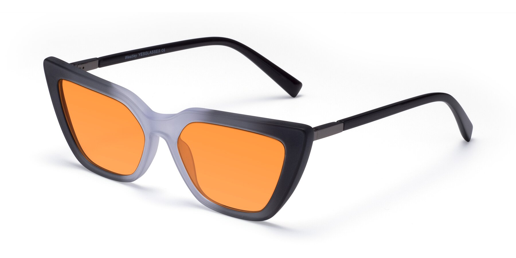 Angle of Westley in Gradient Black with Orange Tinted Lenses