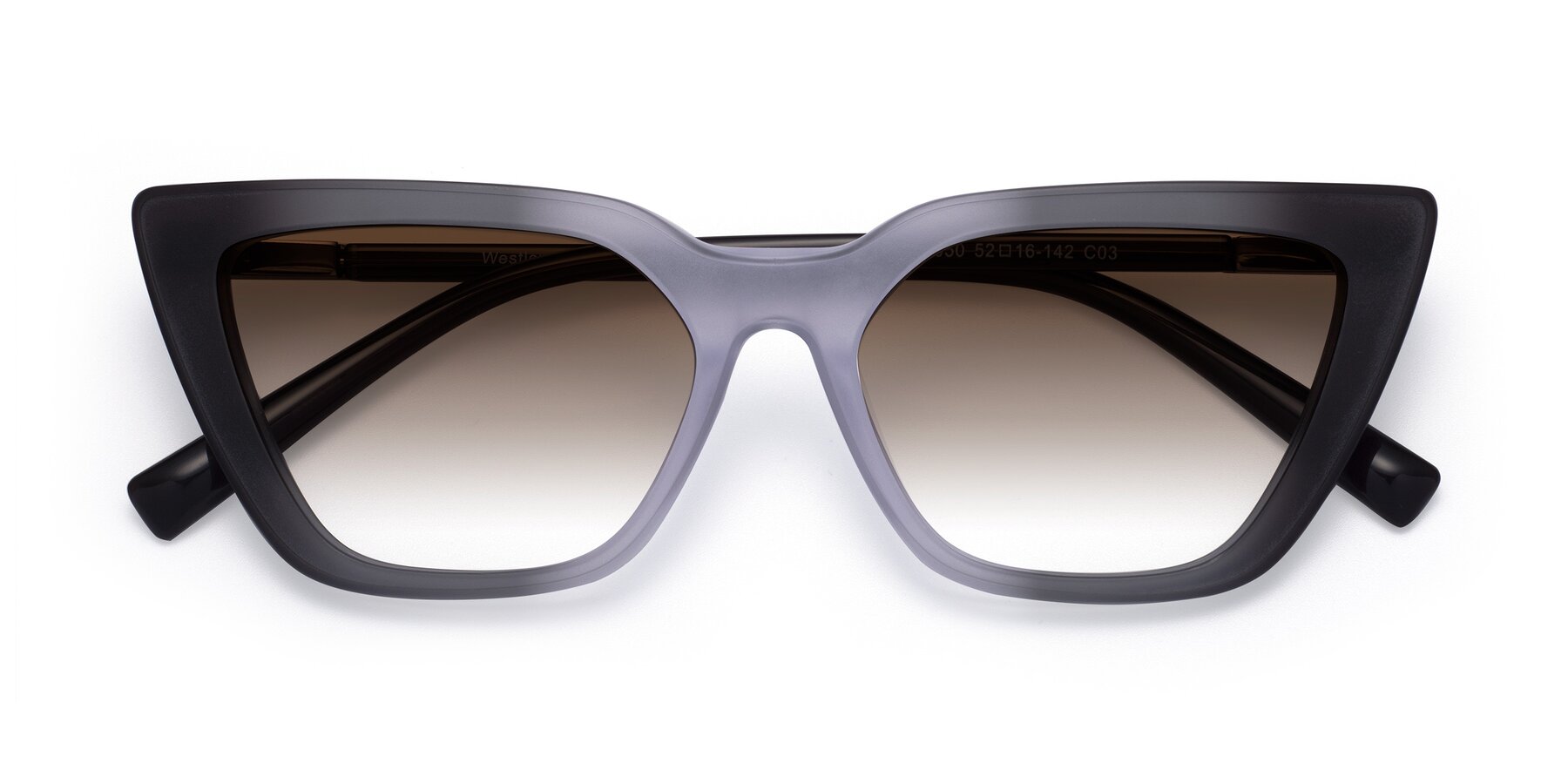 Folded Front of Westley in Gradient Black with Brown Gradient Lenses