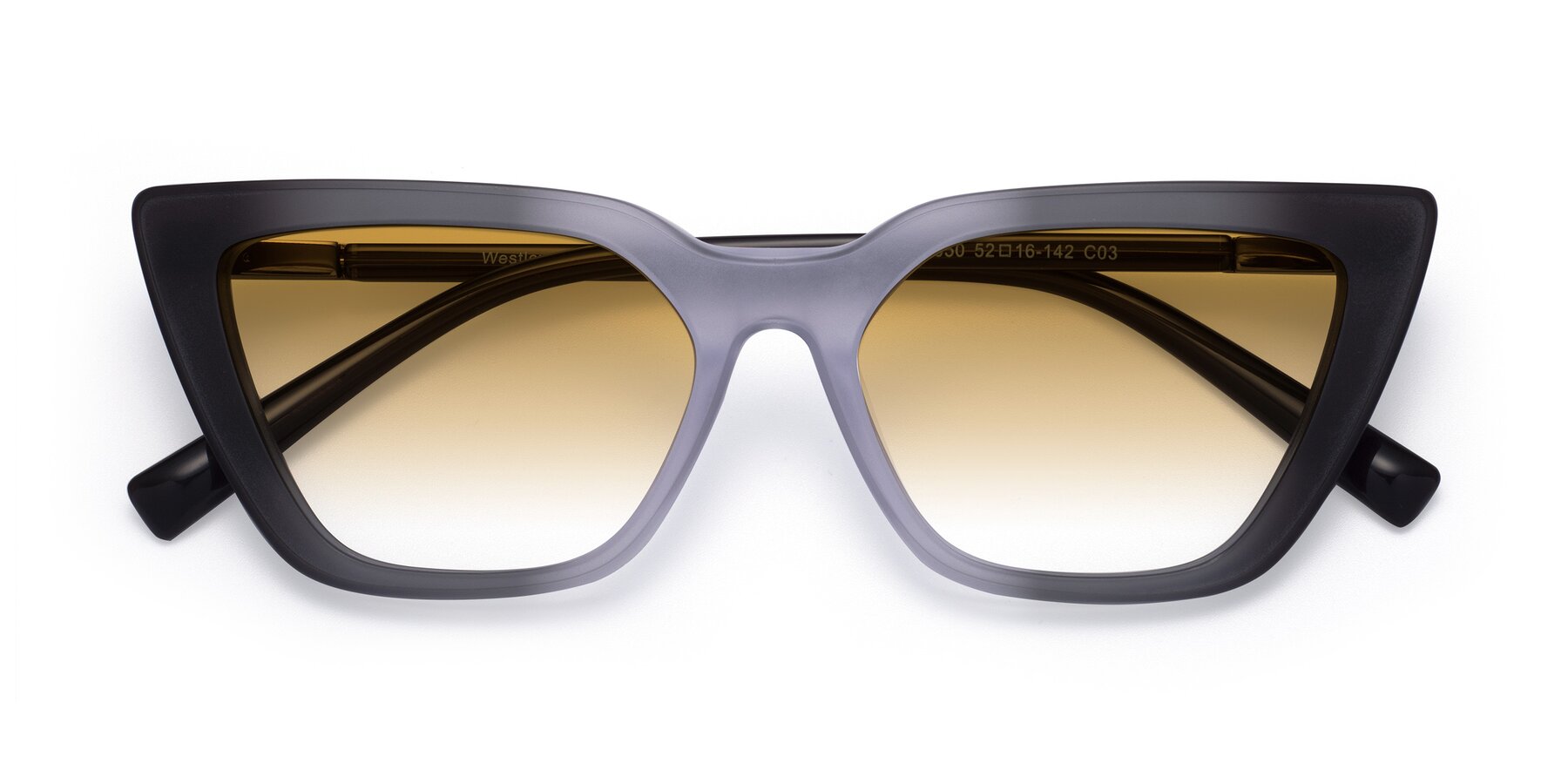 Folded Front of Westley in Gradient Black with Champagne Gradient Lenses