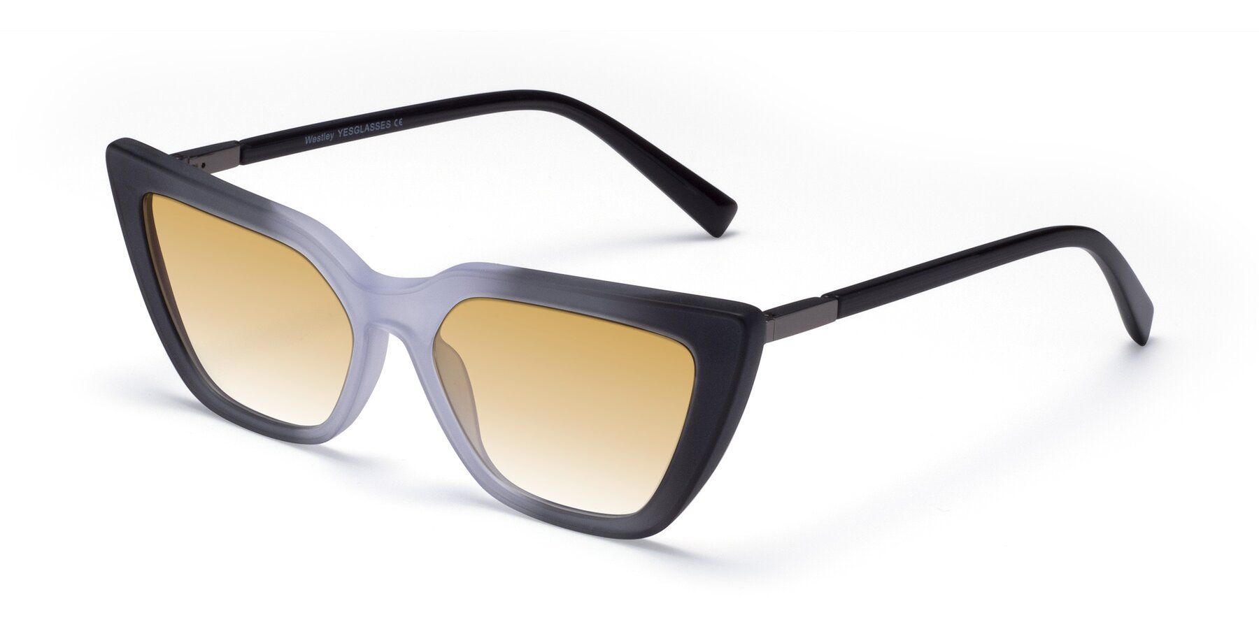 Angle of Westley in Gradient Black with Champagne Gradient Lenses