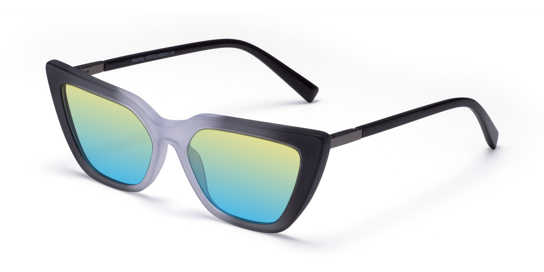 Angle of Westley in Gradient Black with Yellow / Blue Gradient Lenses