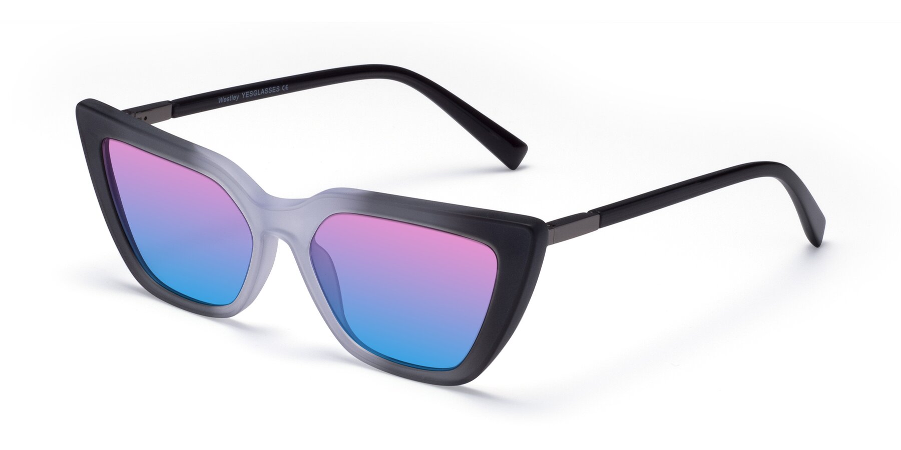 Angle of Westley in Gradient Black with Pink / Blue Gradient Lenses