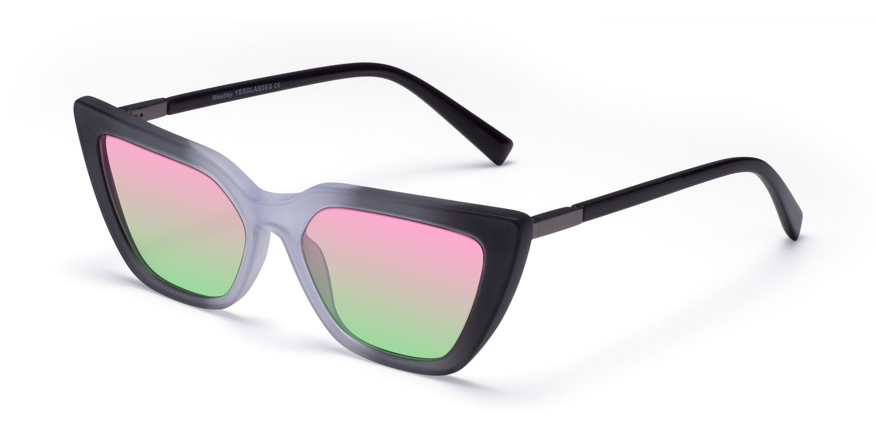 Angle of Westley in Gradient Black with Pink / Green Gradient Lenses