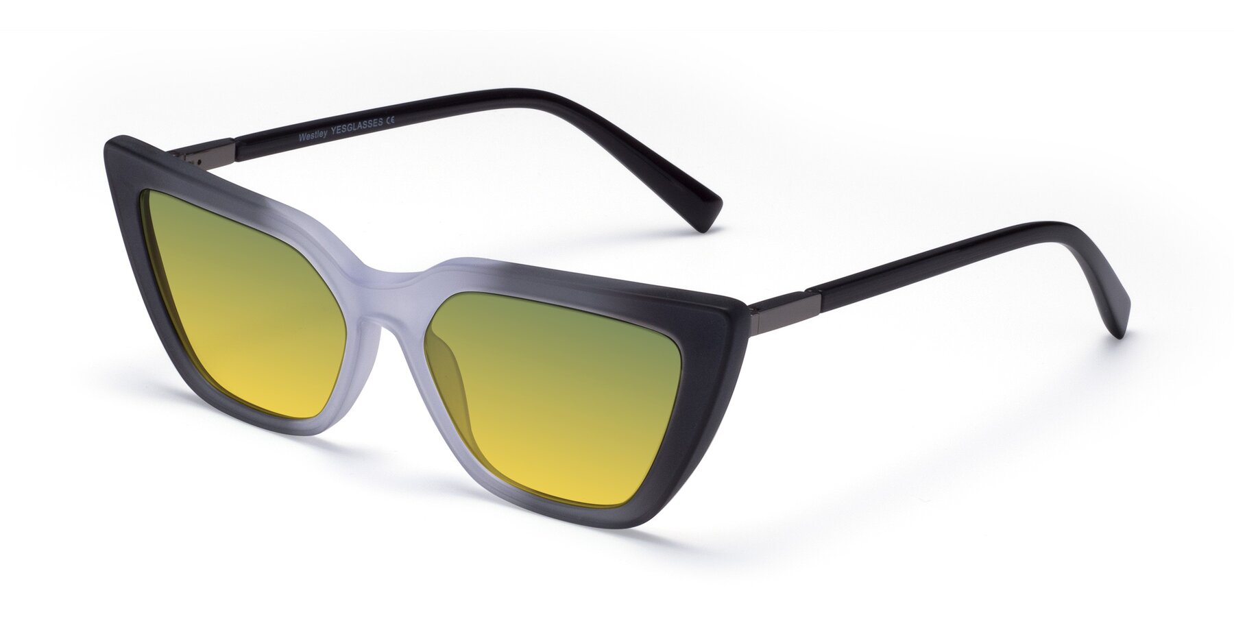 Angle of Westley in Gradient Black with Green / Yellow Gradient Lenses
