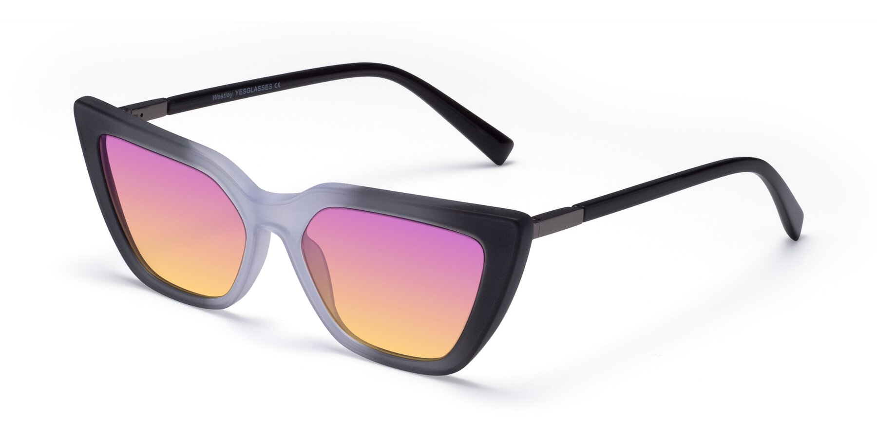 Angle of Westley in Gradient Black with Purple / Yellow Gradient Lenses