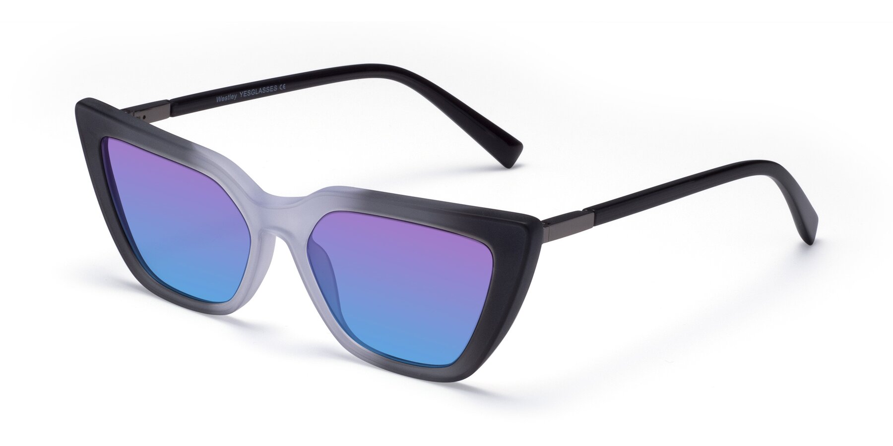 Angle of Westley in Gradient Black with Purple / Blue Gradient Lenses