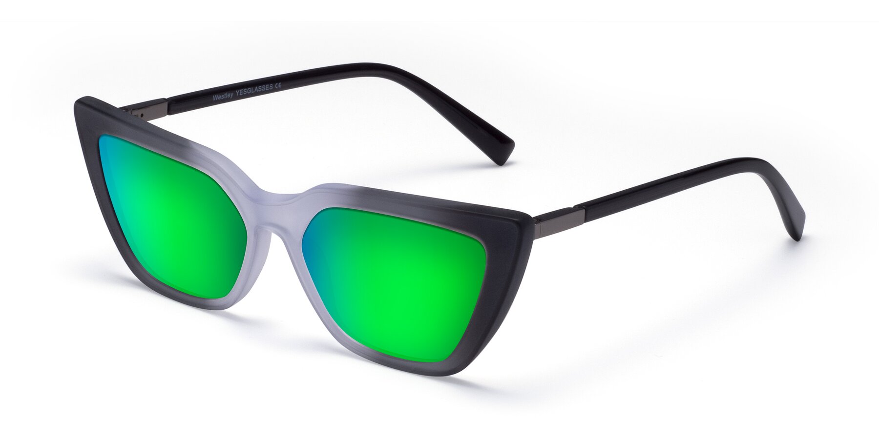 Angle of Westley in Gradient Black with Green Mirrored Lenses