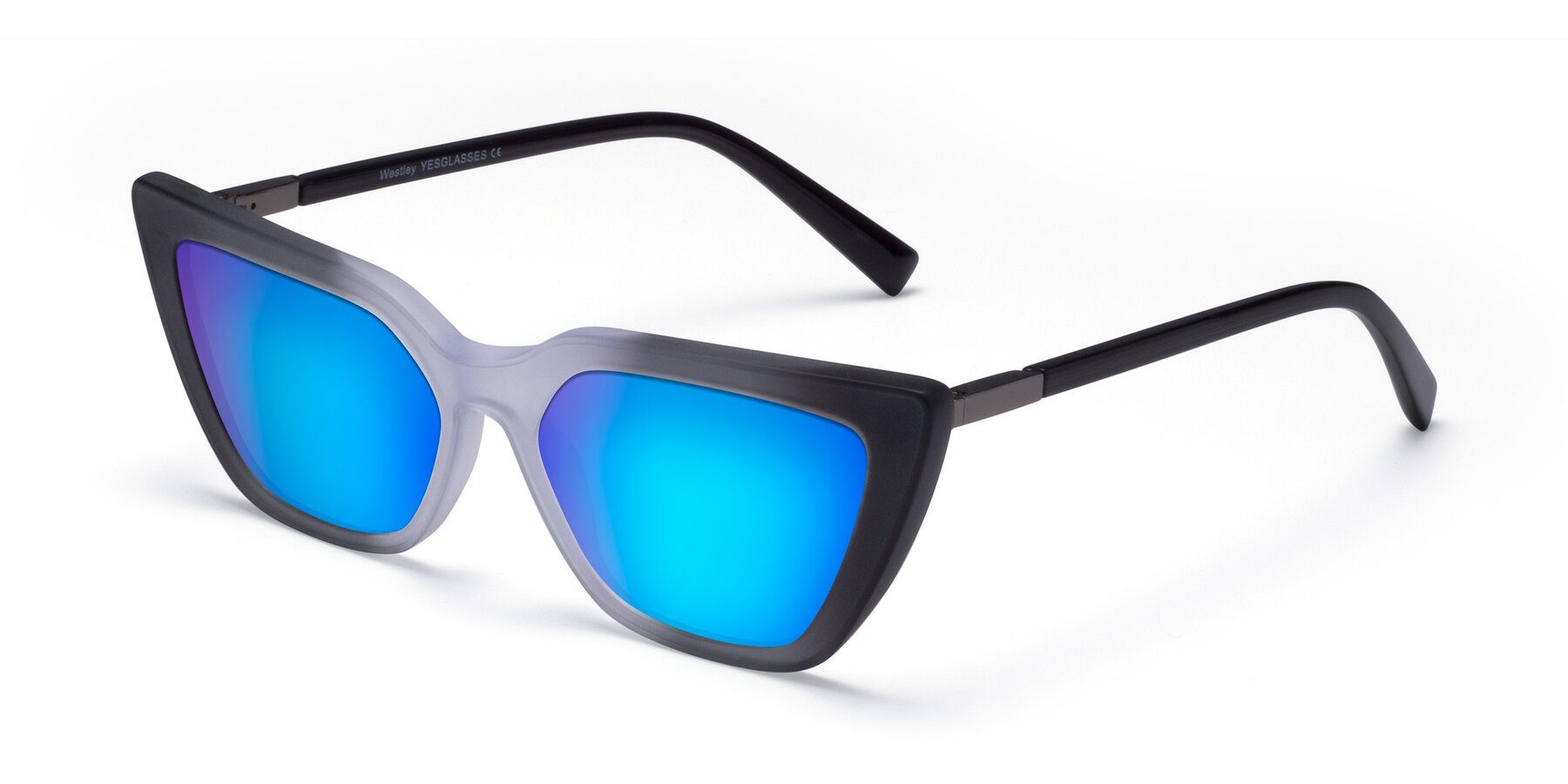 Angle of Westley in Gradient Black with Blue Mirrored Lenses