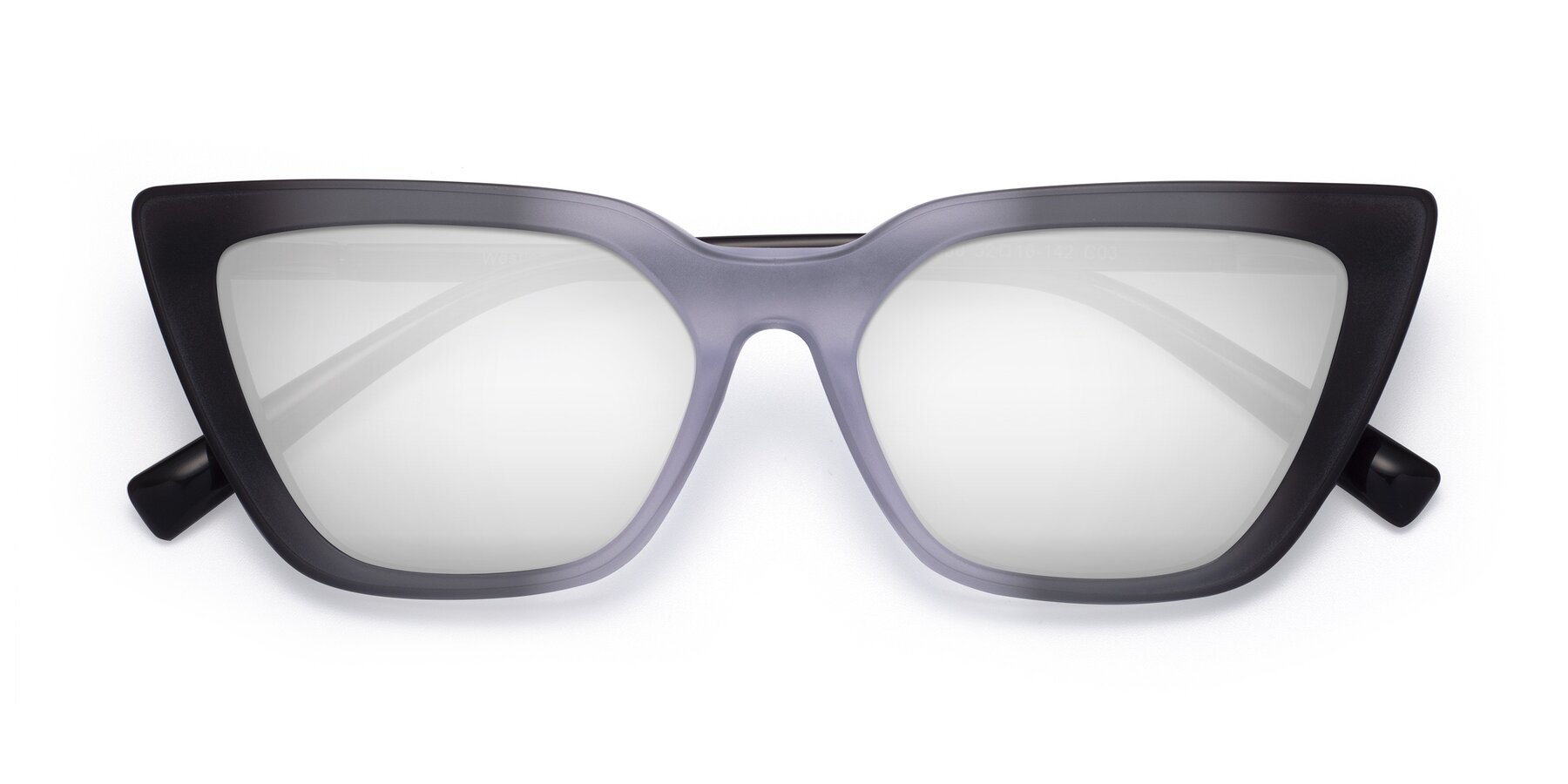 Folded Front of Westley in Gradient Black with Silver Mirrored Lenses