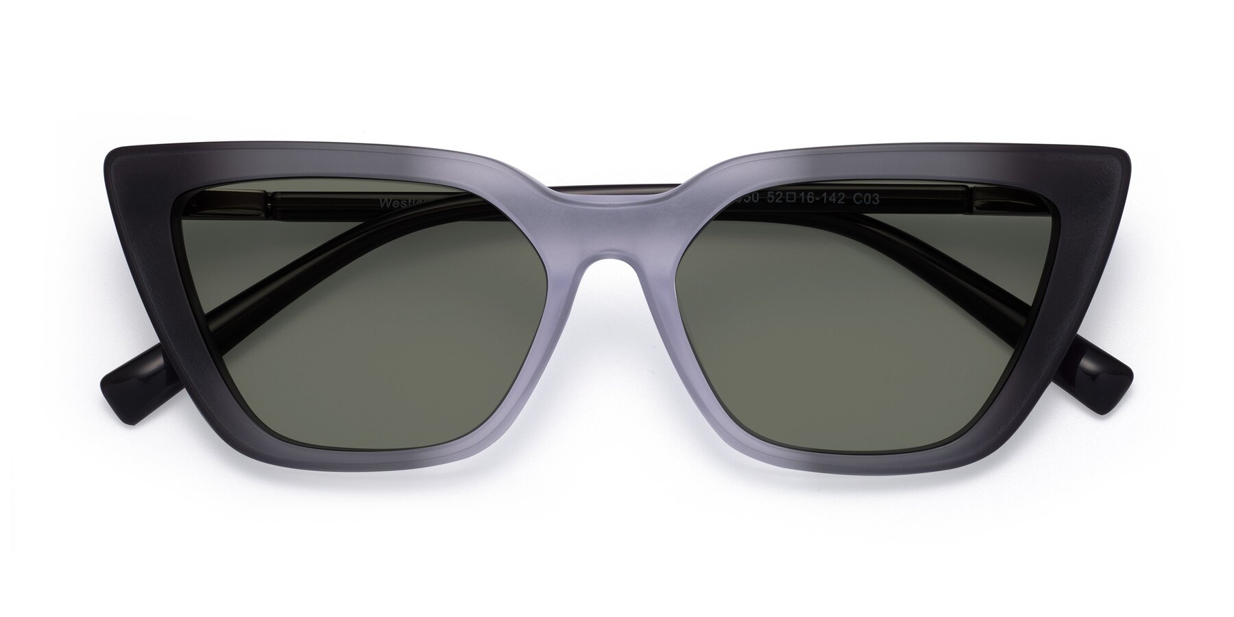 Folded Front of Westley in Gradient Black with Gray Polarized Lenses