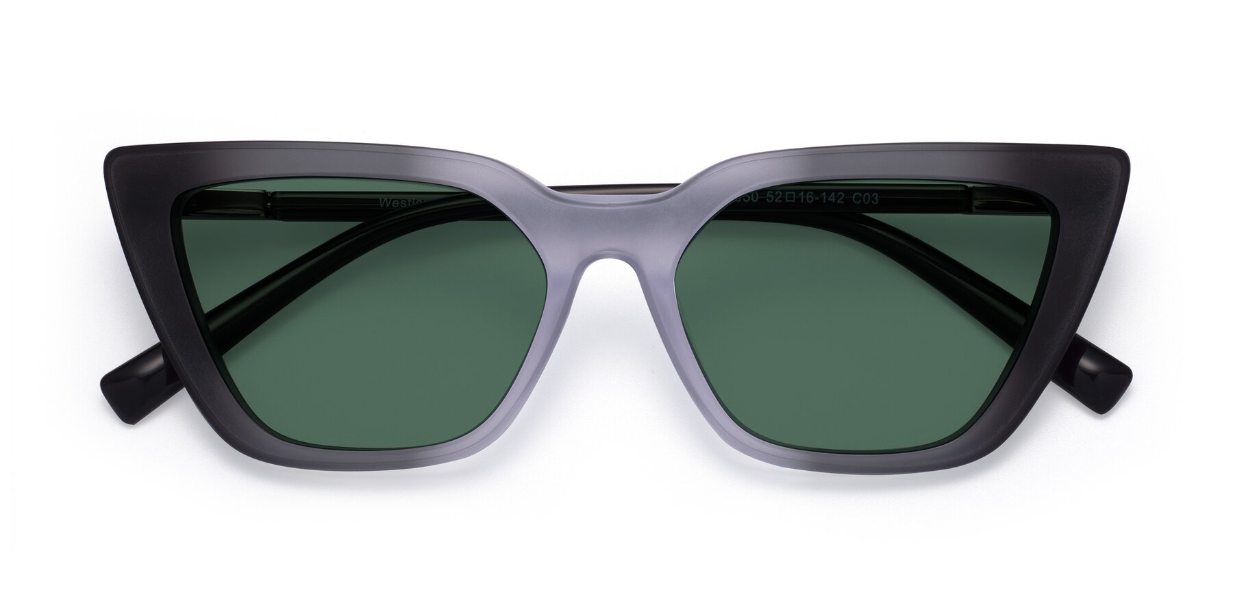 Folded Front of Westley in Gradient Black with Green Polarized Lenses