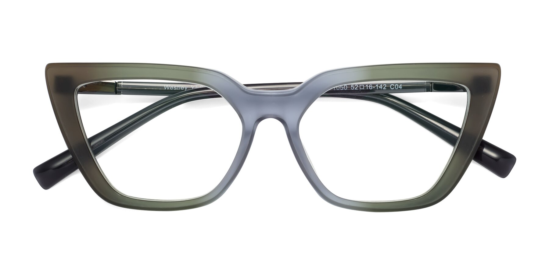 Folded Front of Westley in Gradient Green with Clear Blue Light Blocking Lenses