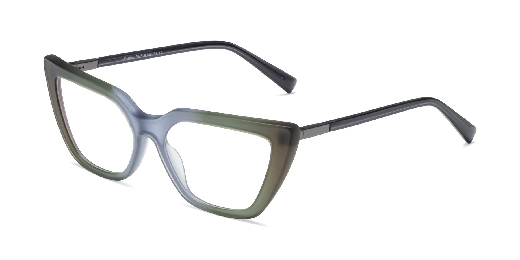 Angle of Westley in Gradient Green with Clear Blue Light Blocking Lenses