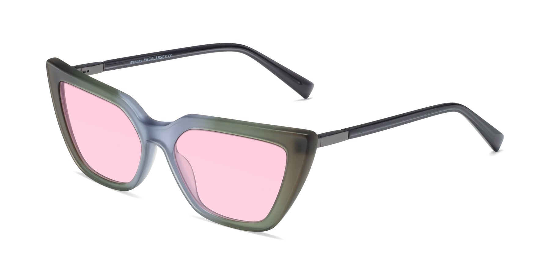 Angle of Westley in Gradient Green with Light Pink Tinted Lenses