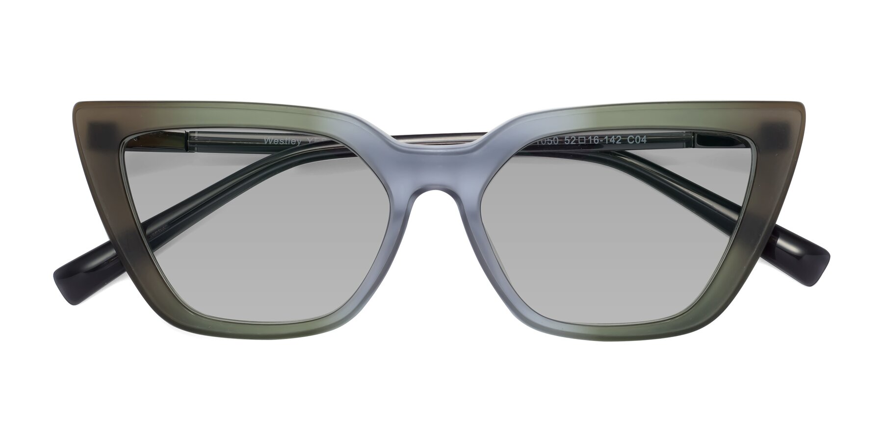 Folded Front of Westley in Gradient Green with Light Gray Tinted Lenses