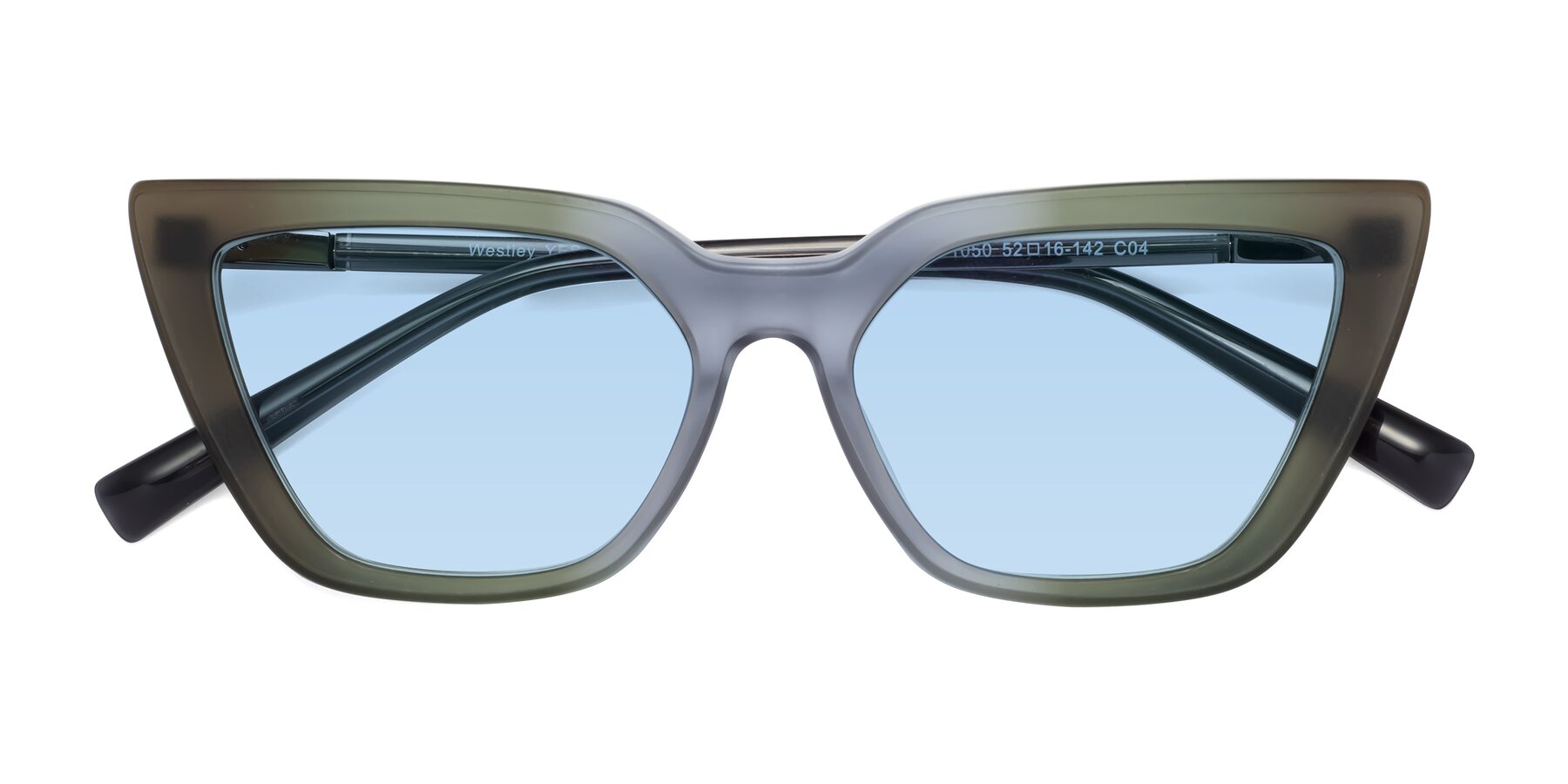 Folded Front of Westley in Gradient Green with Light Blue Tinted Lenses