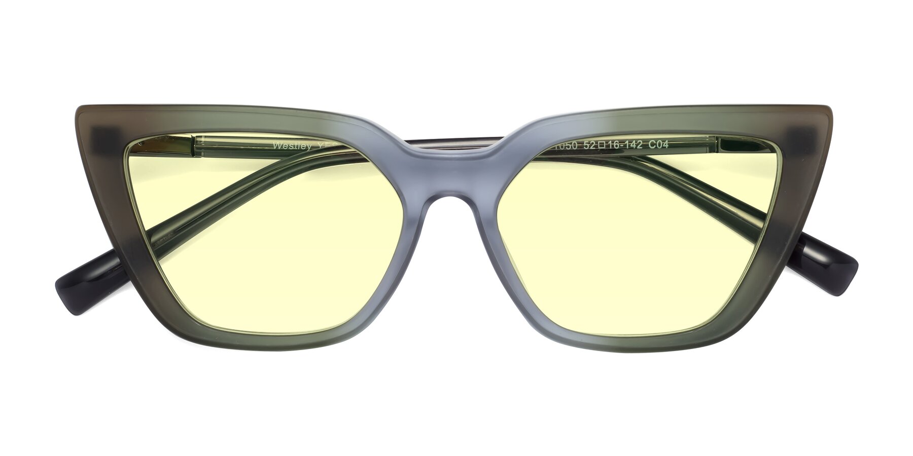 Folded Front of Westley in Gradient Green with Light Yellow Tinted Lenses