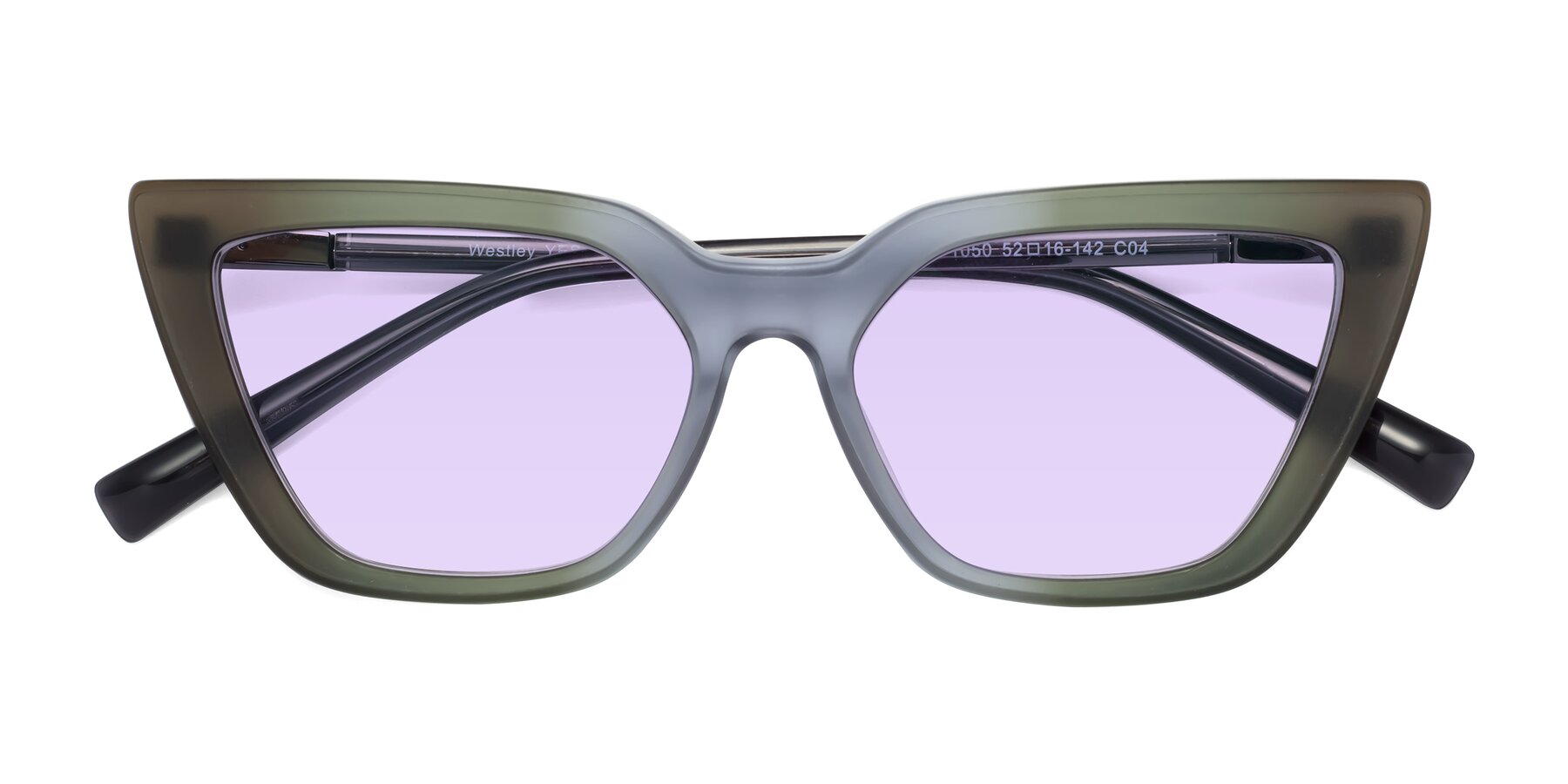 Folded Front of Westley in Gradient Green with Light Purple Tinted Lenses