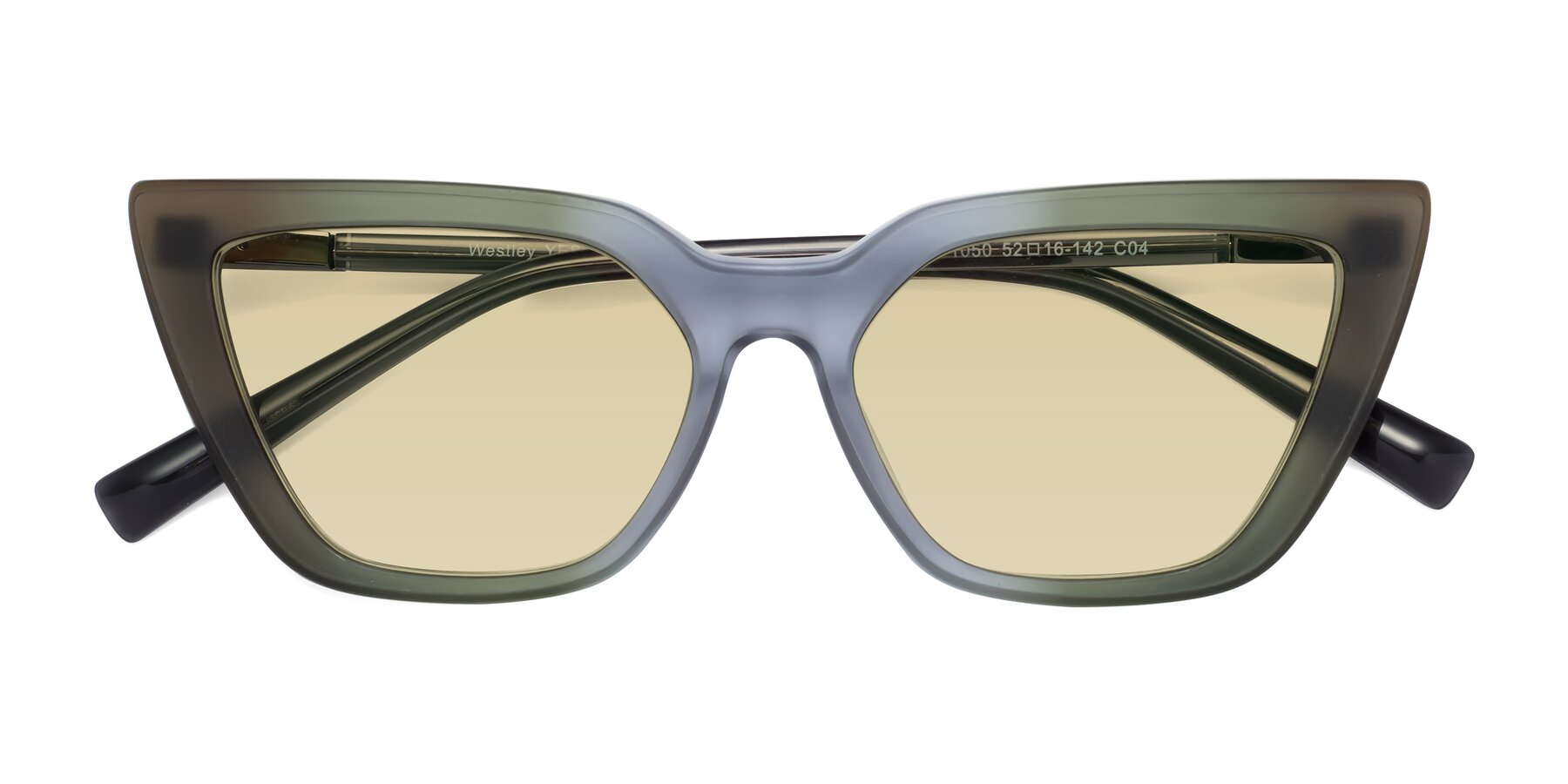 Folded Front of Westley in Gradient Green with Light Champagne Tinted Lenses