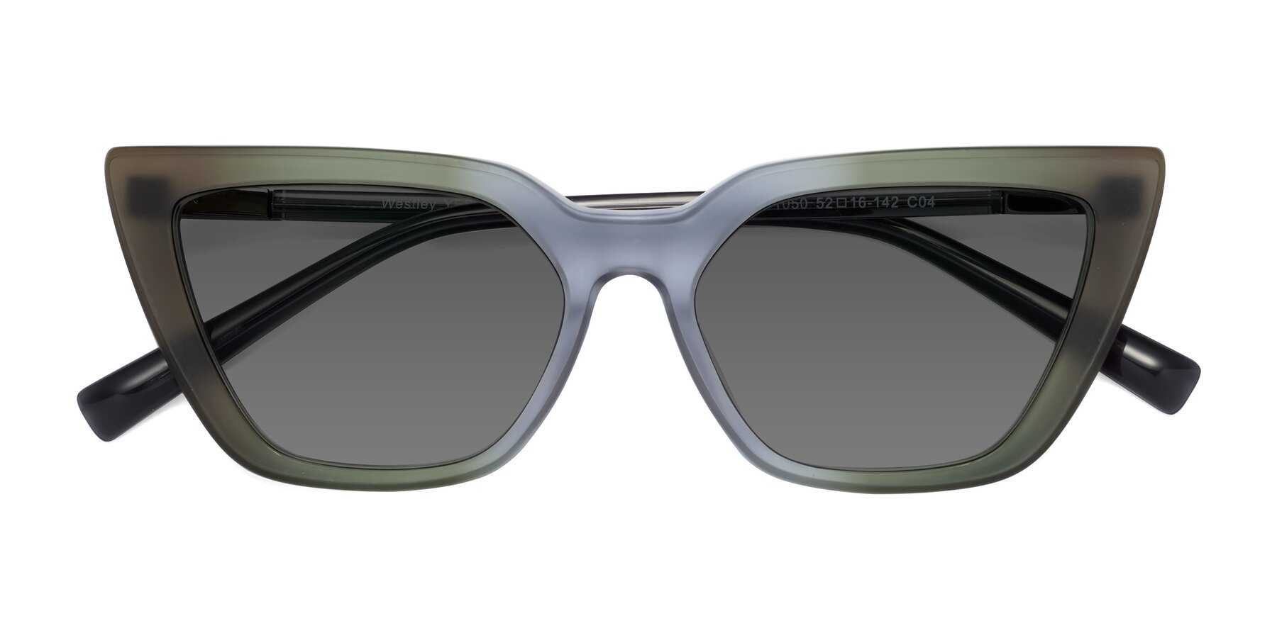 Folded Front of Westley in Gradient Green with Medium Gray Tinted Lenses