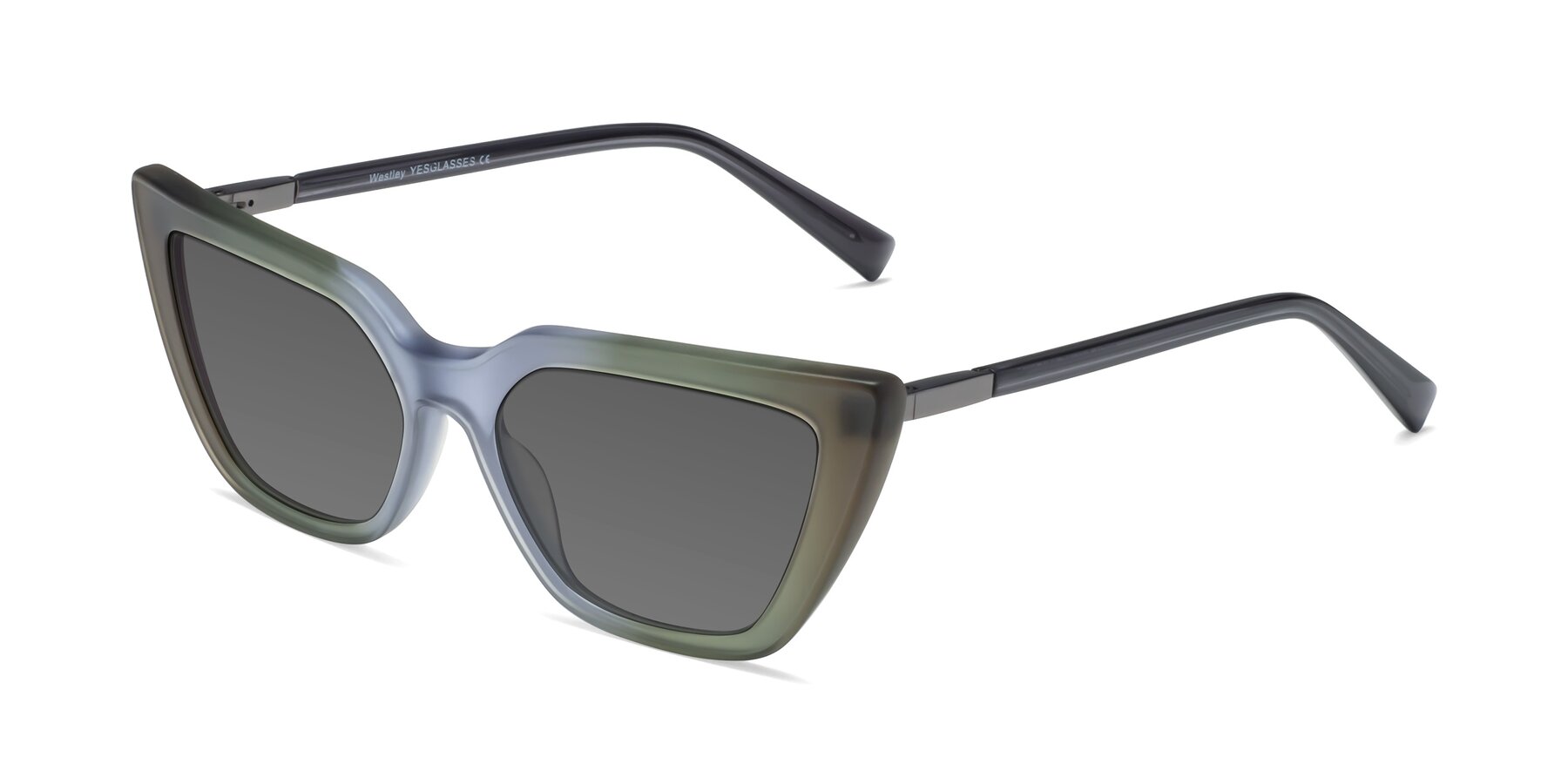 Angle of Westley in Gradient Green with Medium Gray Tinted Lenses