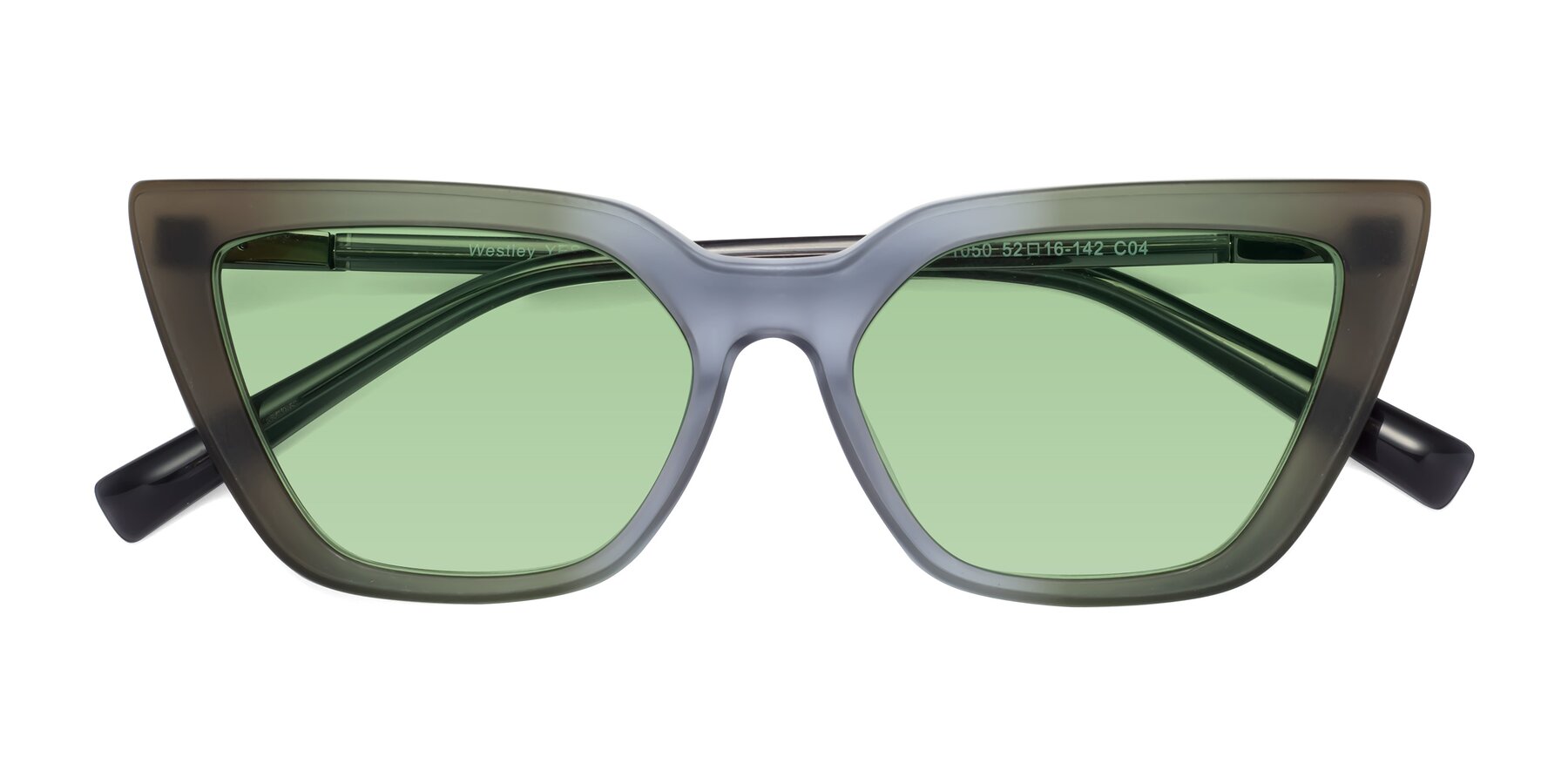 Folded Front of Westley in Gradient Green with Medium Green Tinted Lenses