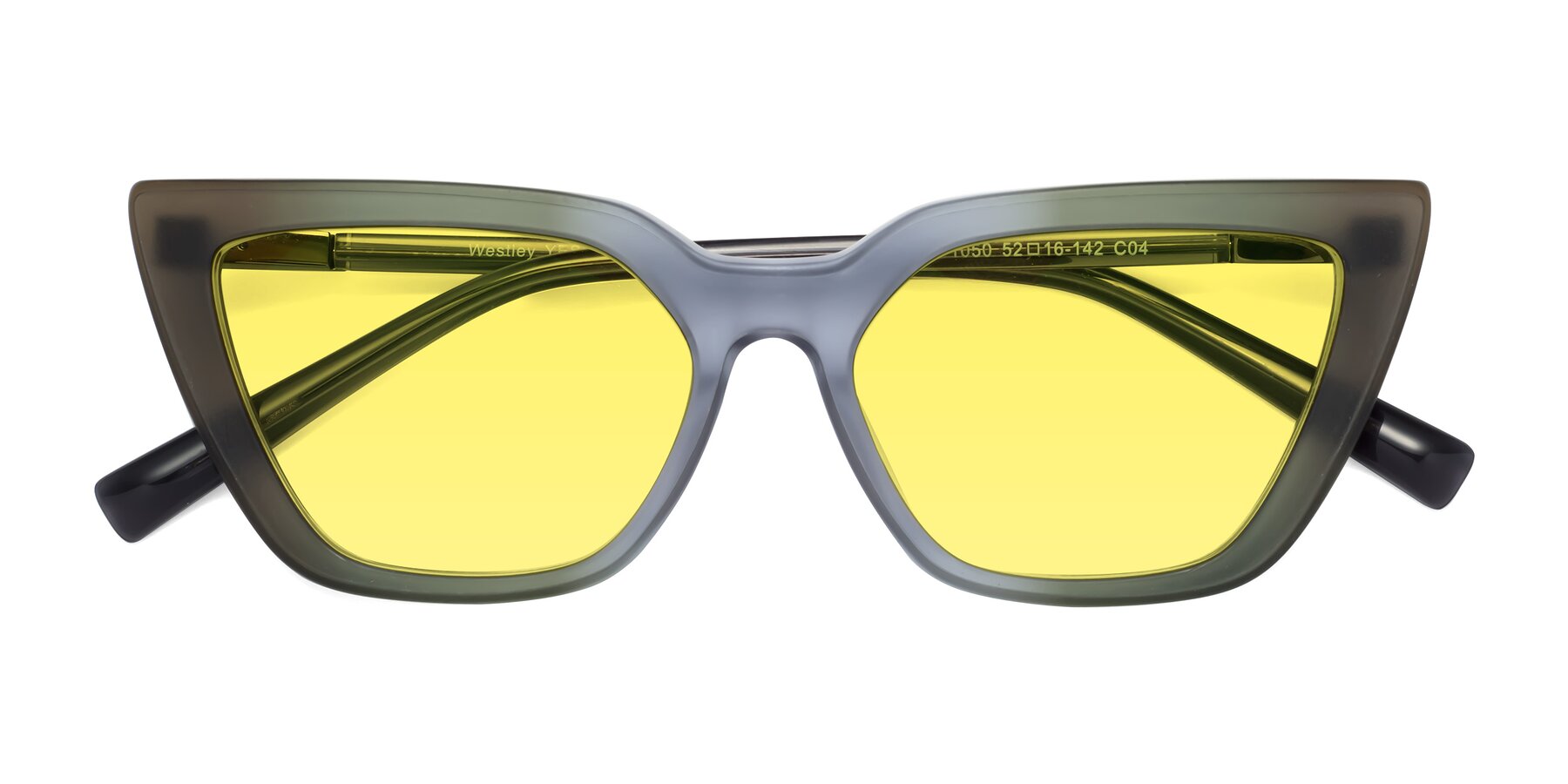 Folded Front of Westley in Gradient Green with Medium Yellow Tinted Lenses