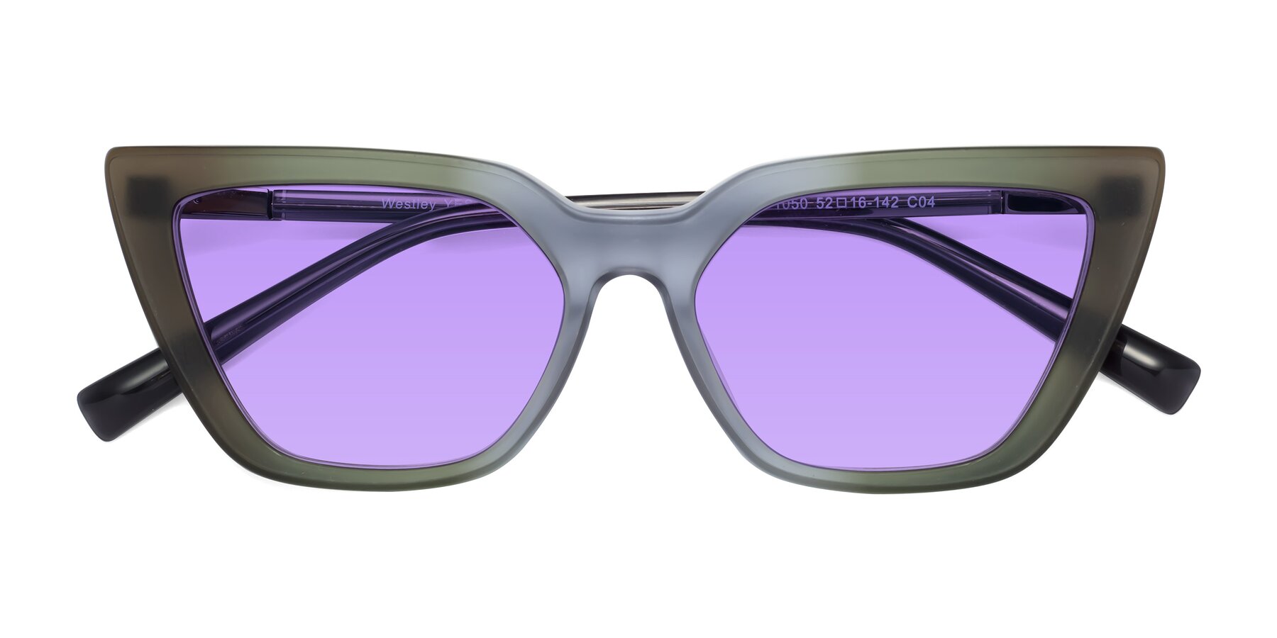 Folded Front of Westley in Gradient Green with Medium Purple Tinted Lenses